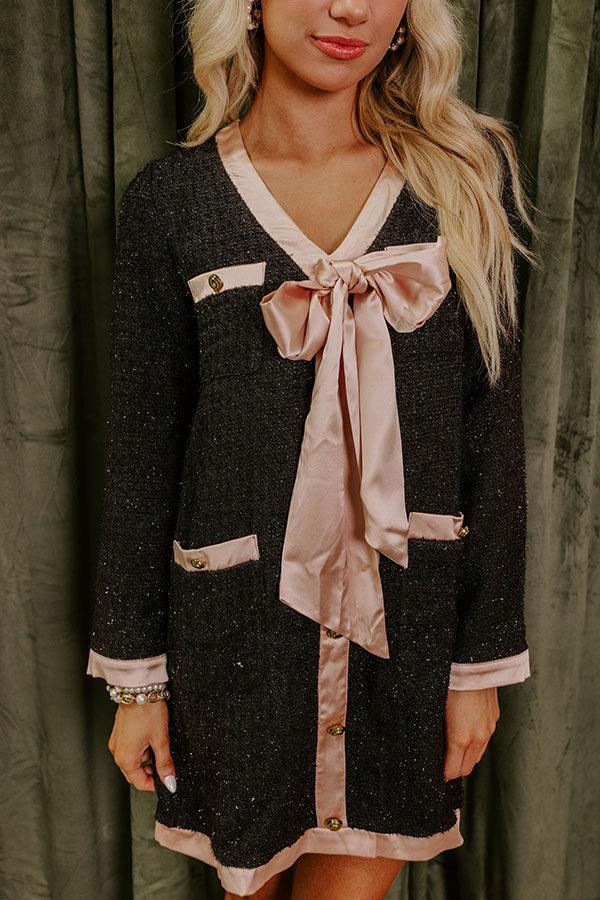 Office Chic Tweed Mini Dress in Black Product Image