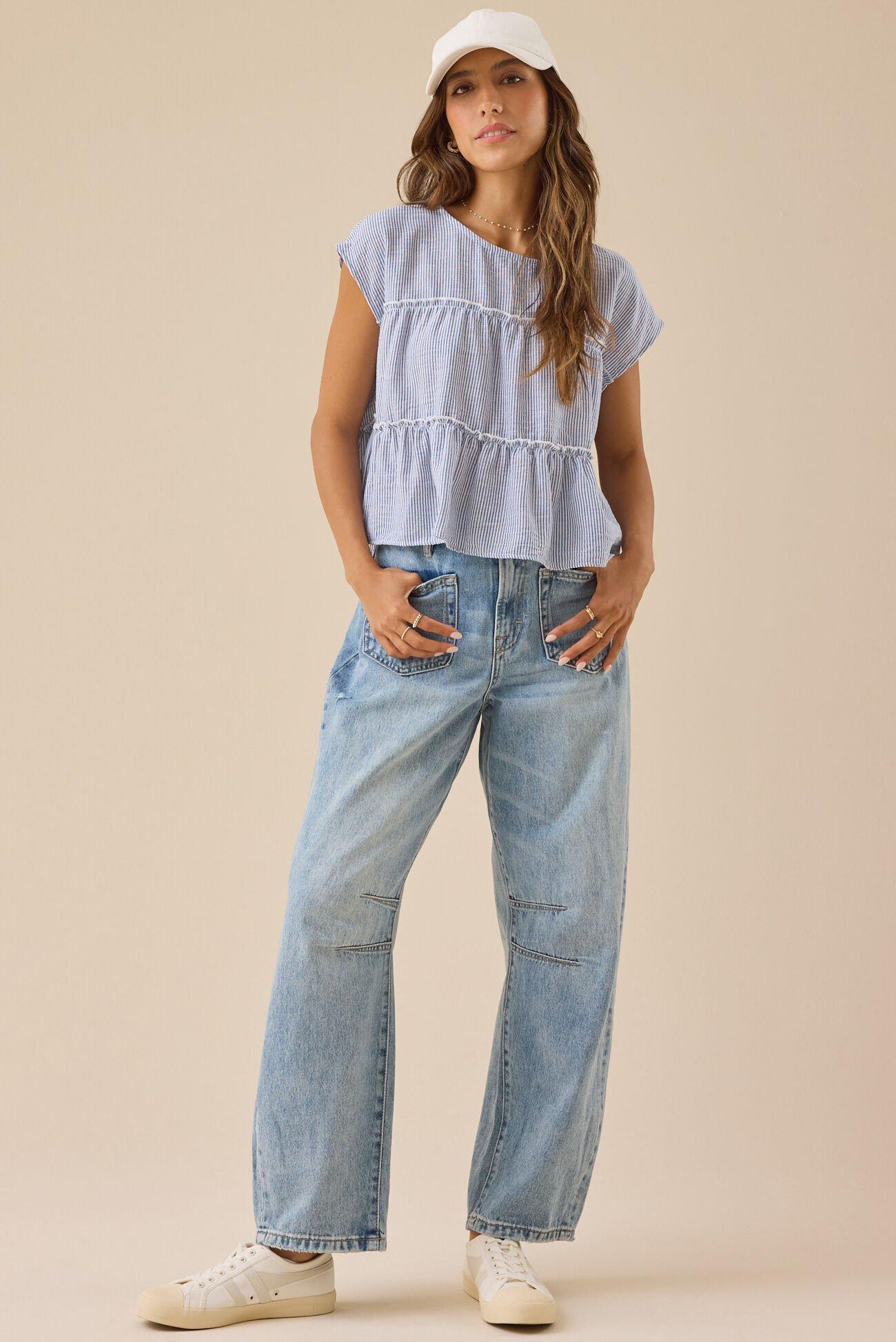 Matalyn Stripe Tiered Babydoll Top Product Image