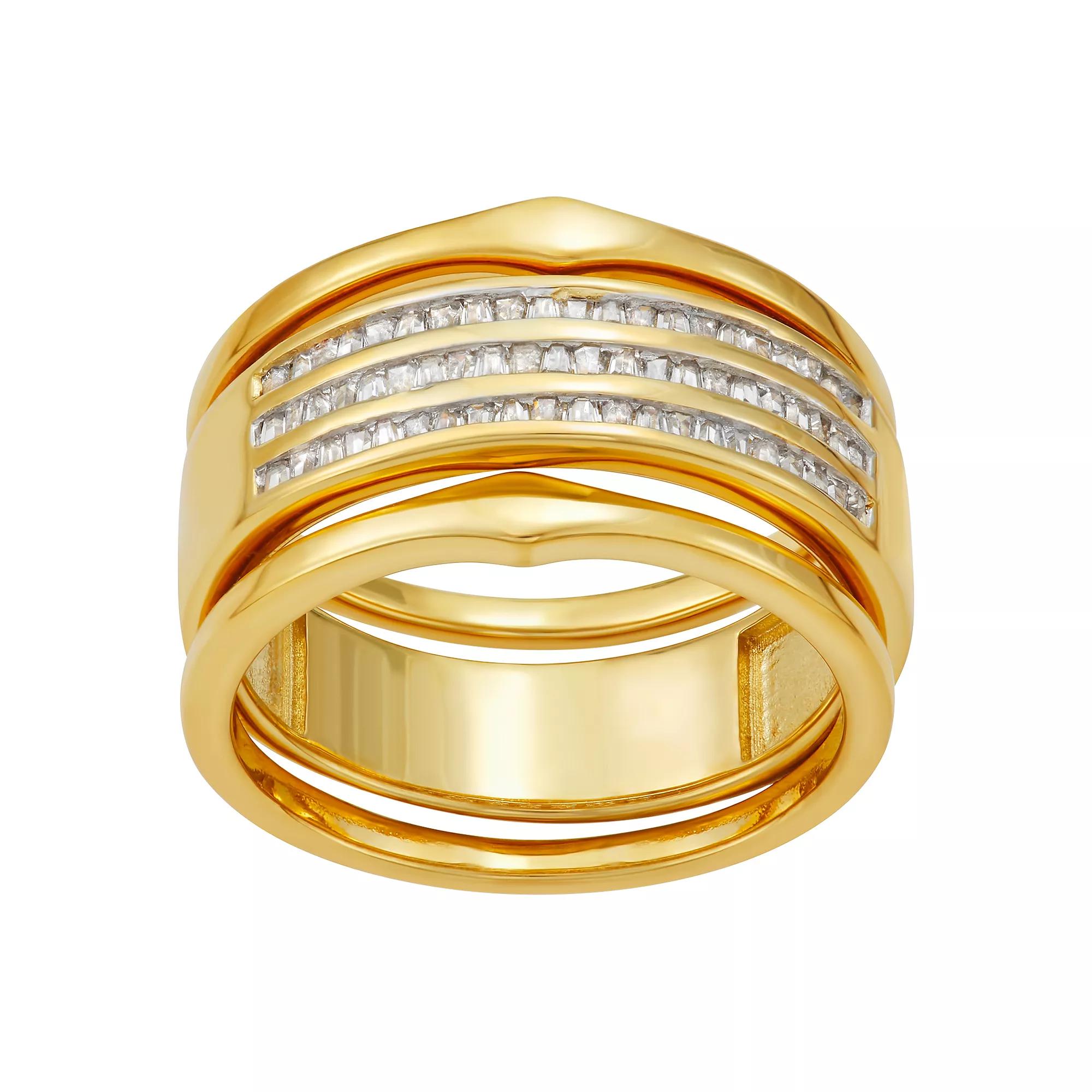 Jewelexcess 14k Gold Over Sterling Silver 1/2 Carat T.W. Diamond Stackable Ring, Women's, Size: 8, Gold Tone Product Image