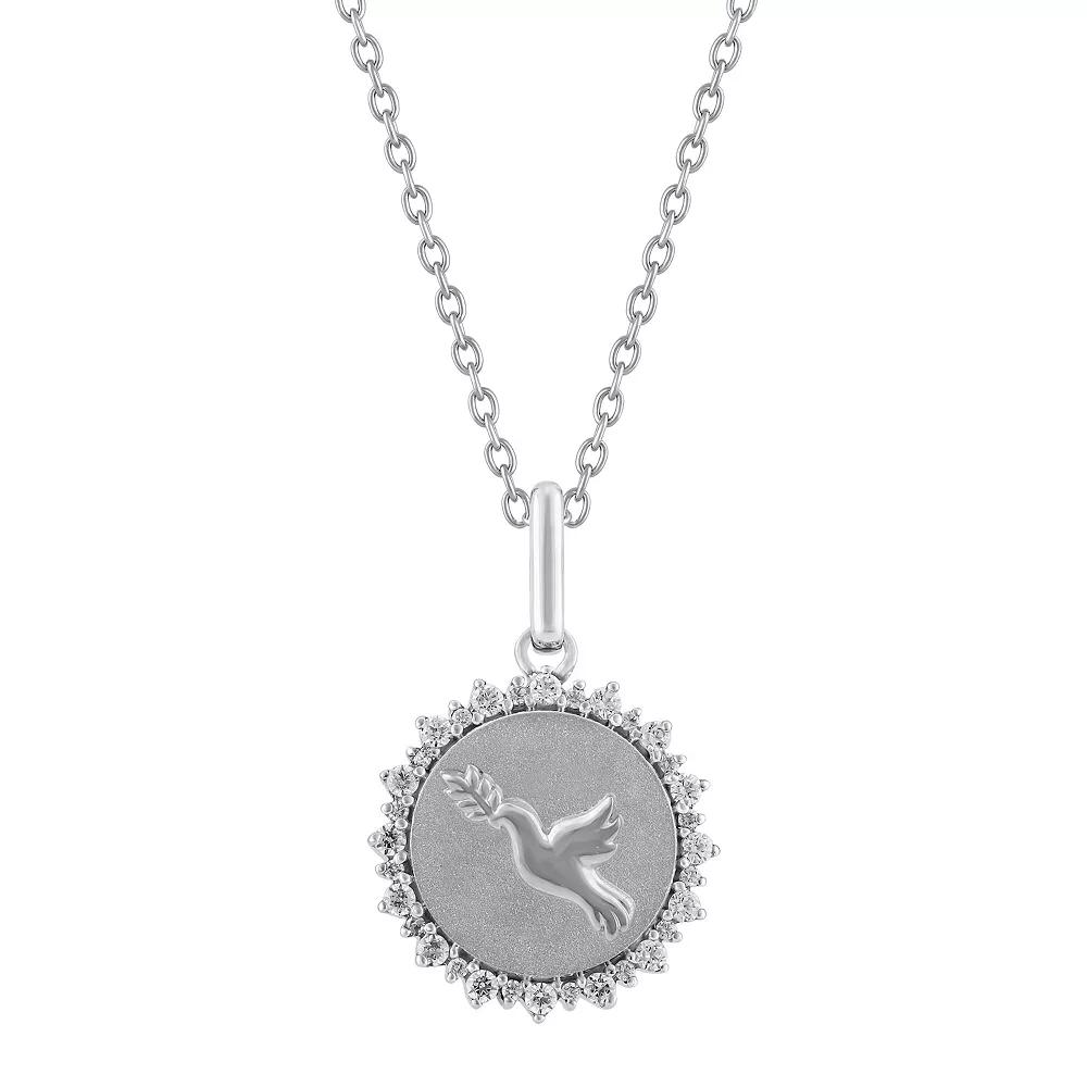 Royal Aura Sterling Silver 1/4 Carat T.W. Diamond Medallion Dove Pendant Necklace, Women's, Size: 18" Product Image