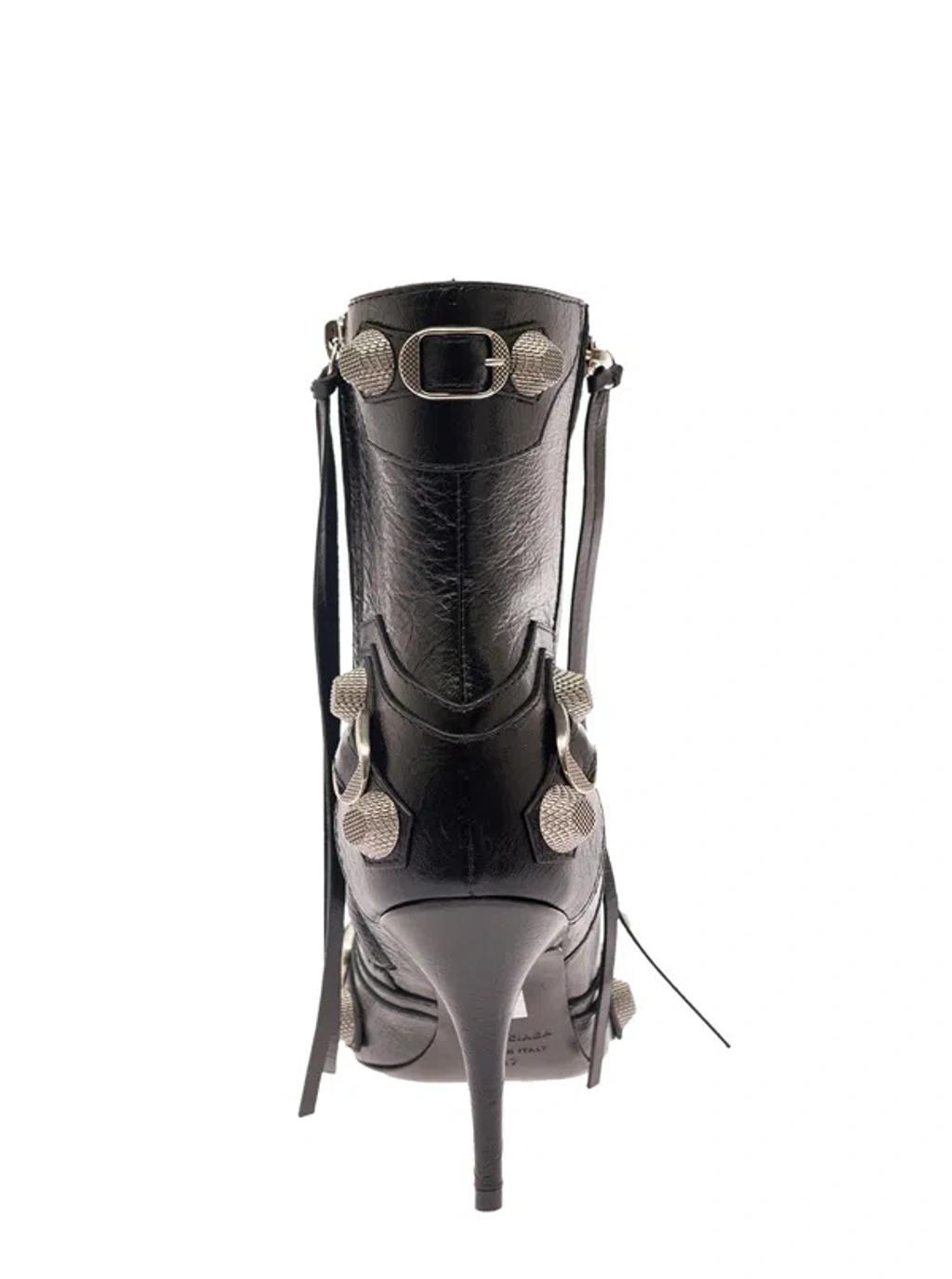 BALENCIAGA Womens Cagole Lambskin Buckle Zip Ankle Booties In Black Product Image