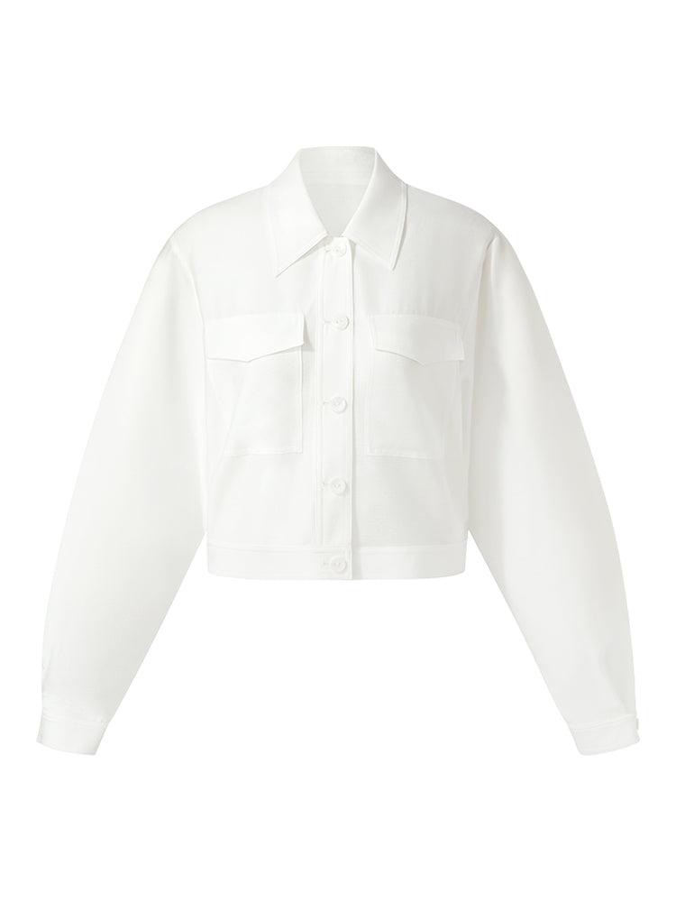 Acetate Loose Fit Single-Breasted Women Shirt Product Image