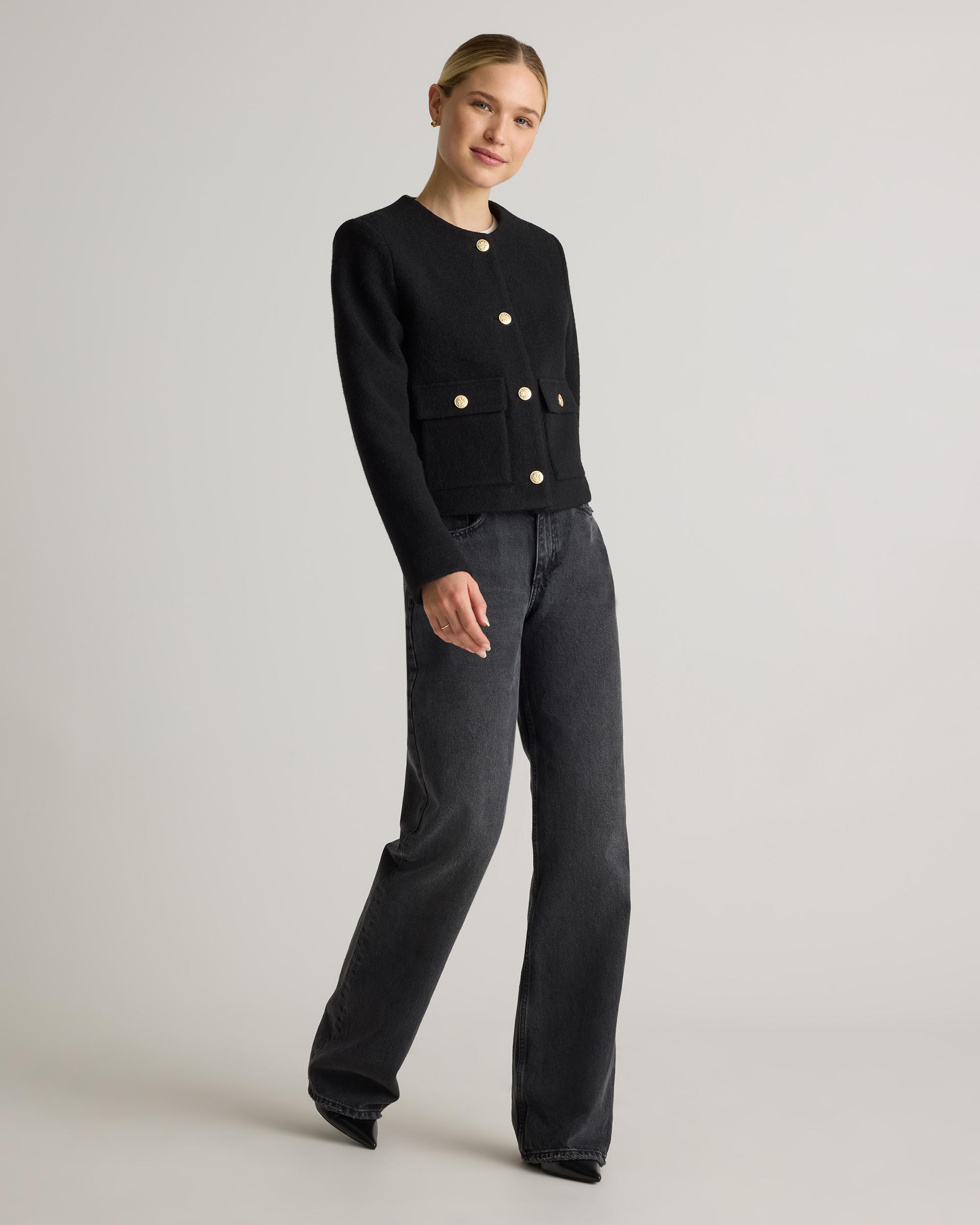 Quince | Women's 100% Merino Wool Collarless Cropped Jacket Product Image