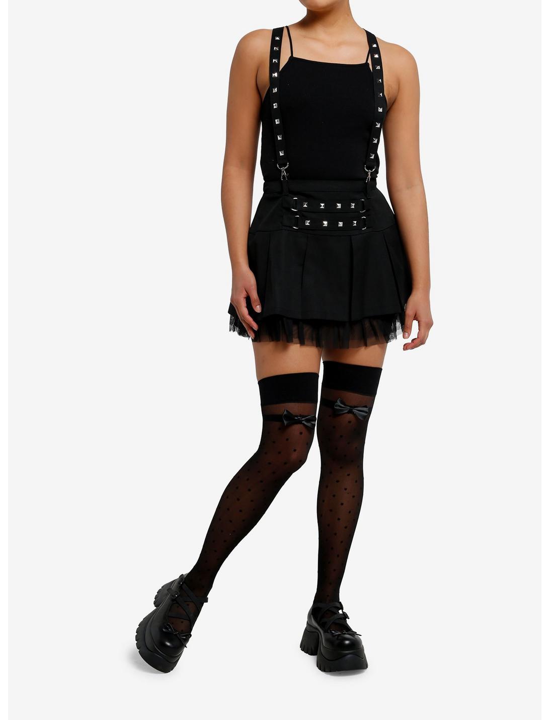 Social Collision Black Pyramid Stud Suspender Skirt Product Image
