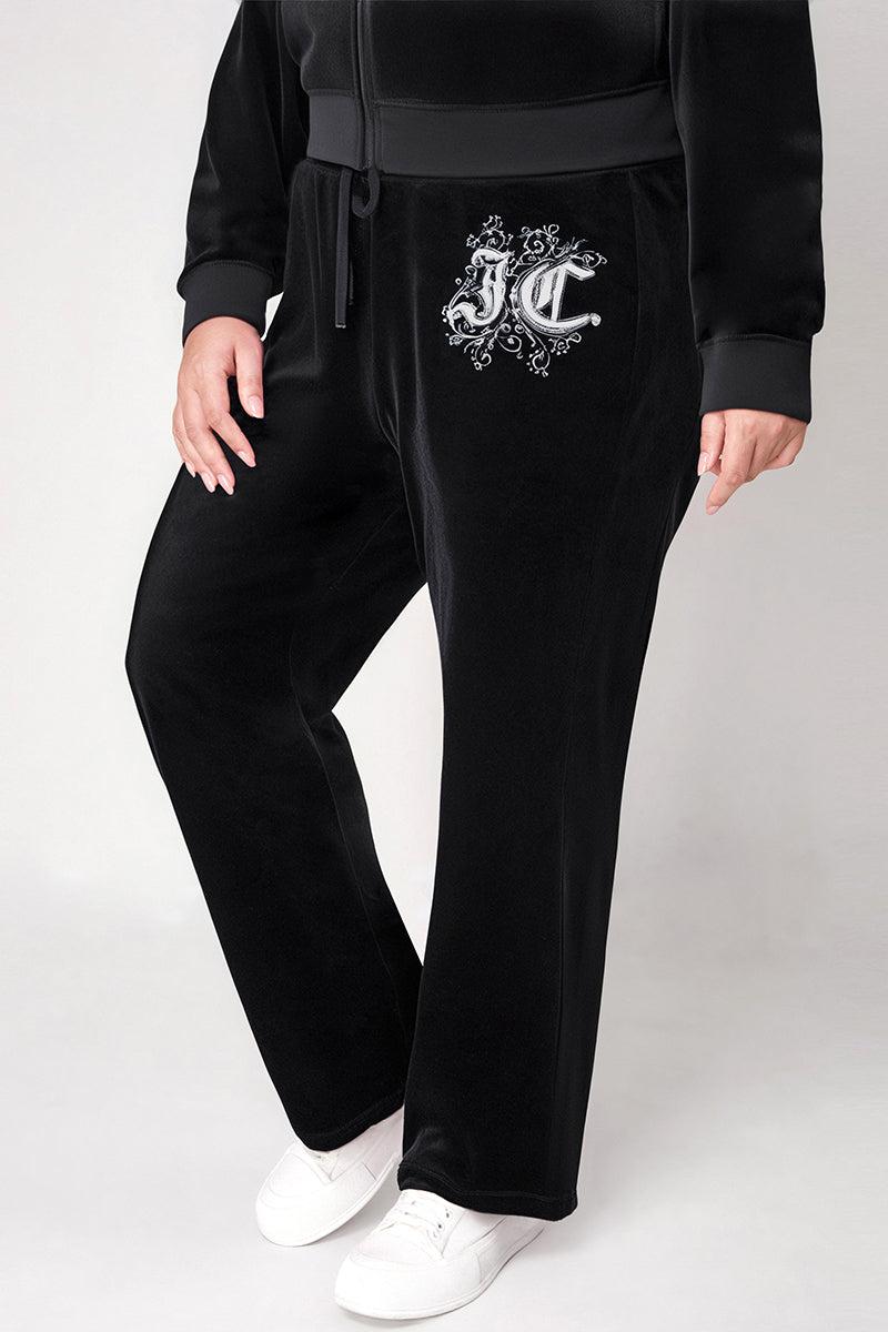 Plus-Size Monogram Heritage Cotton Velour Track Pants Product Image