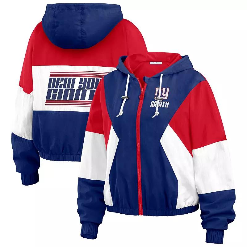 Women's WEAR by Erin Andrews Royal New York Giants Color Block Full-Zip Windbreaker Jacket,  Product Image