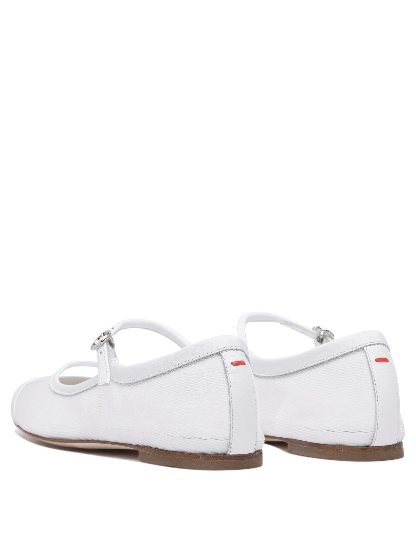 AEYDE Round Toe Ballerina Shoes With Contrast Piping In White Product Image
