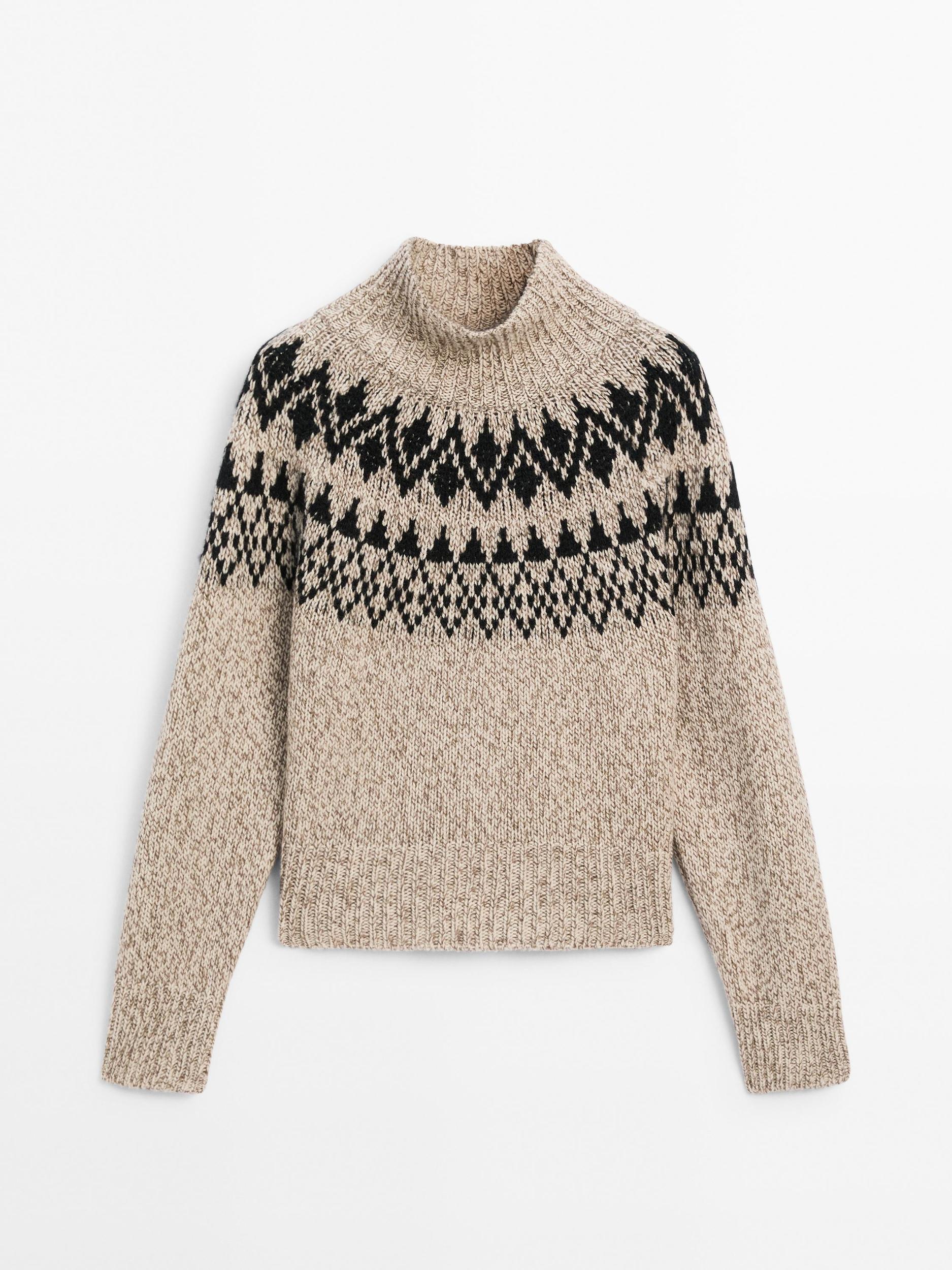 Wool blend jacquard knit sweater Product Image
