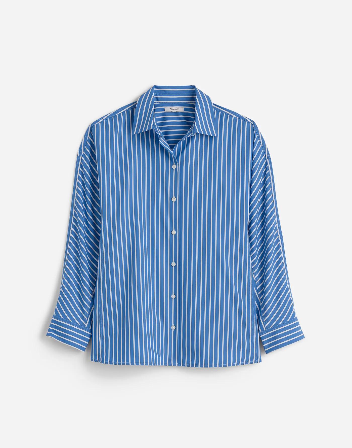 Poplin Oversized Long Button-Up Shirt Product Image