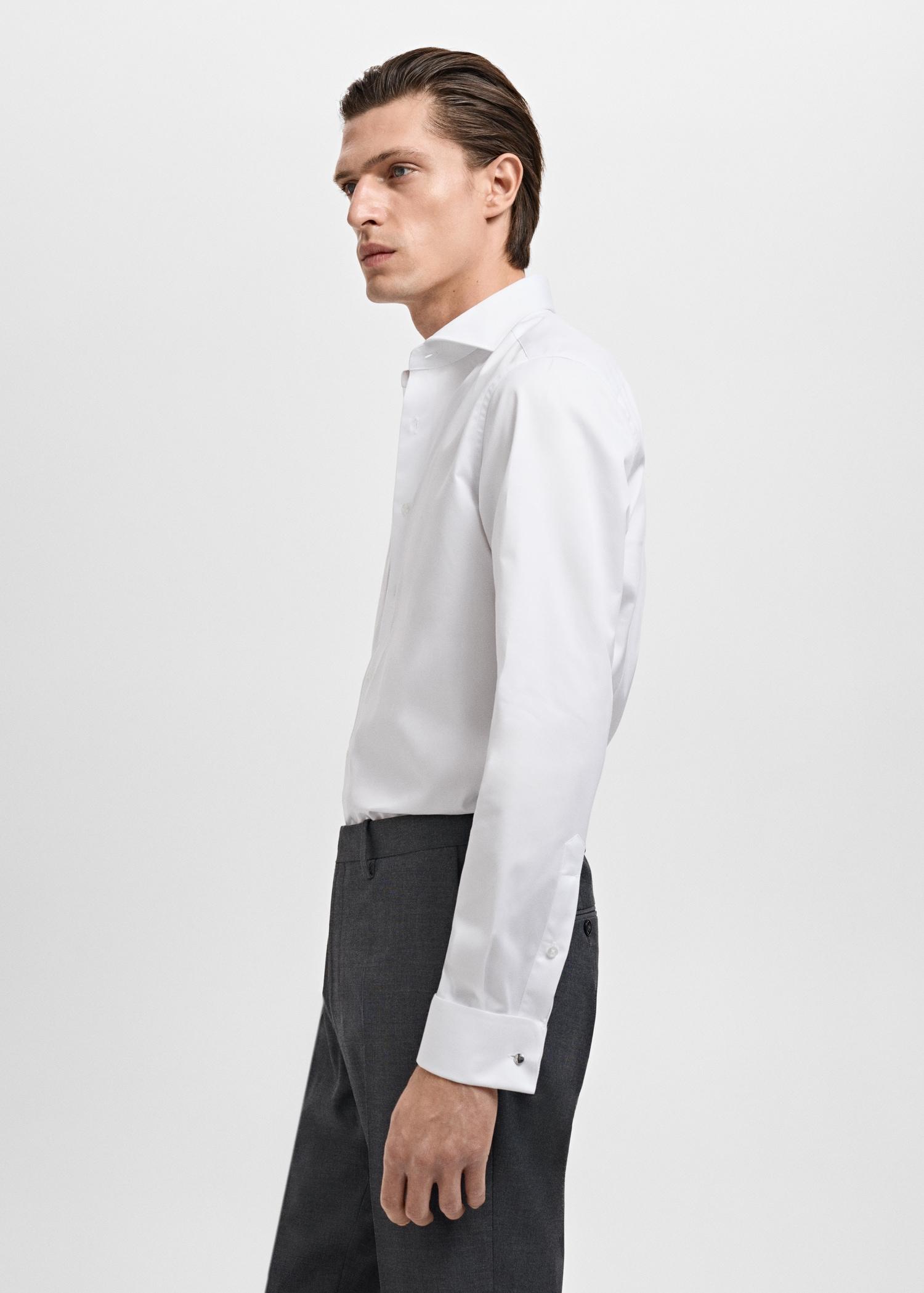 Slim-fit twill fabric suit with shirt cufflinks - Men | MANGO USA Product Image