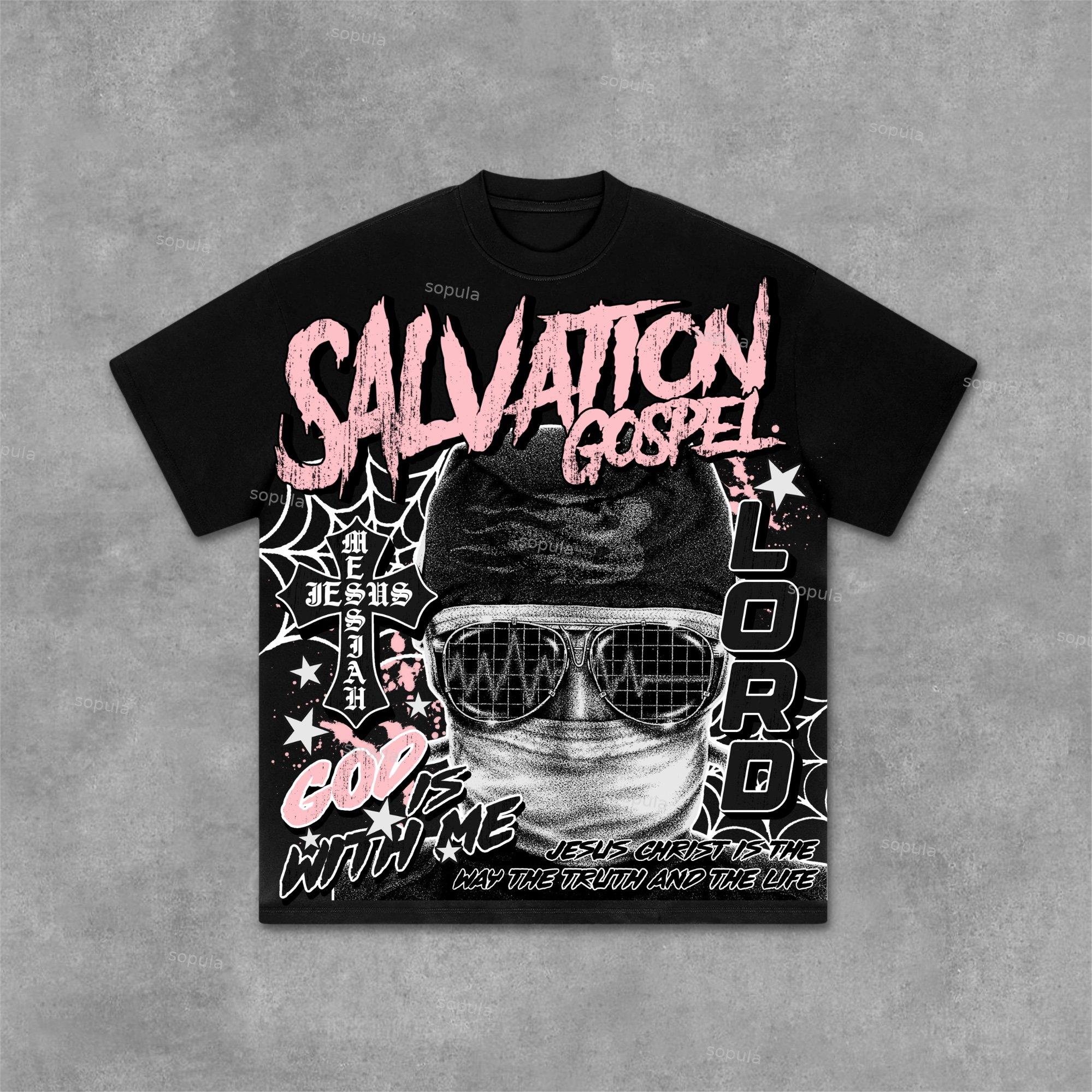 Sopula God Savior Old Retro Graphic Cotton T-Shirt Product Image