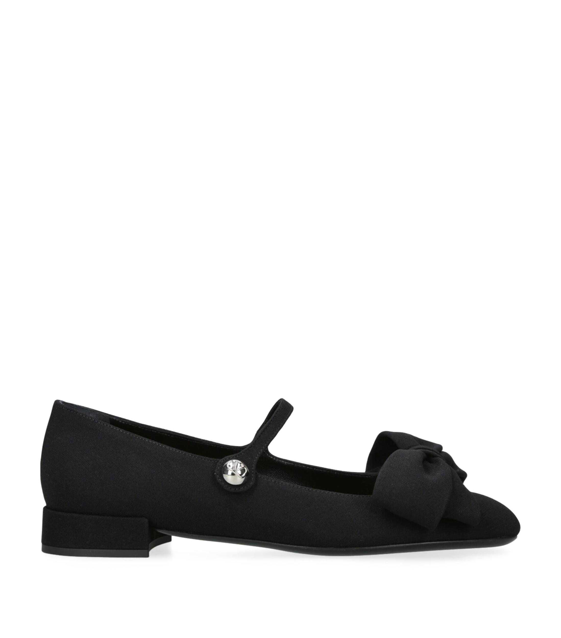 VALENTINO GARAVANI Black Mary Janes With Bow Detail In Crepe Fabric Woman In Multicolor Product Image