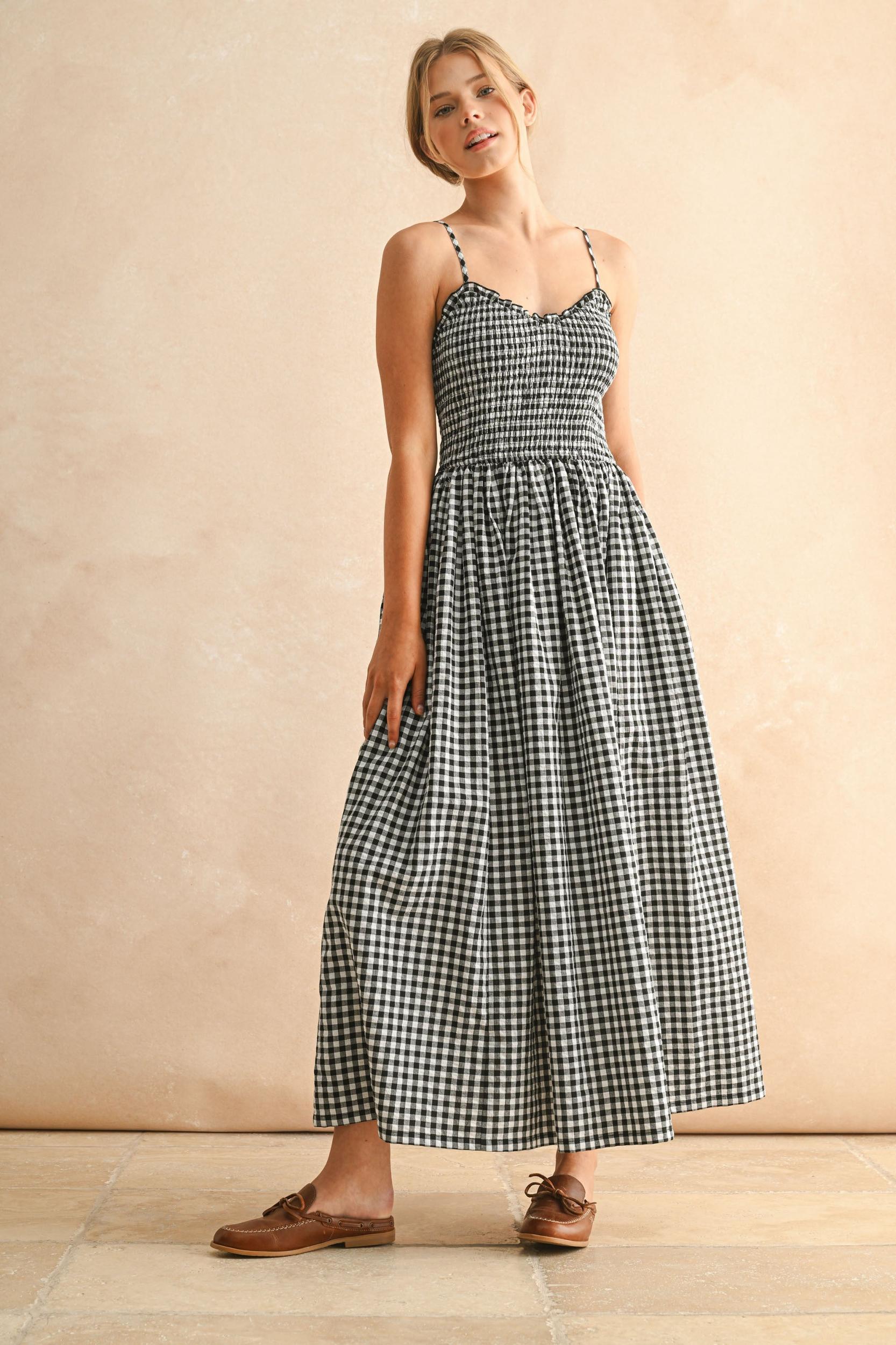 Gingham Smocked Maxi Dress Product Image