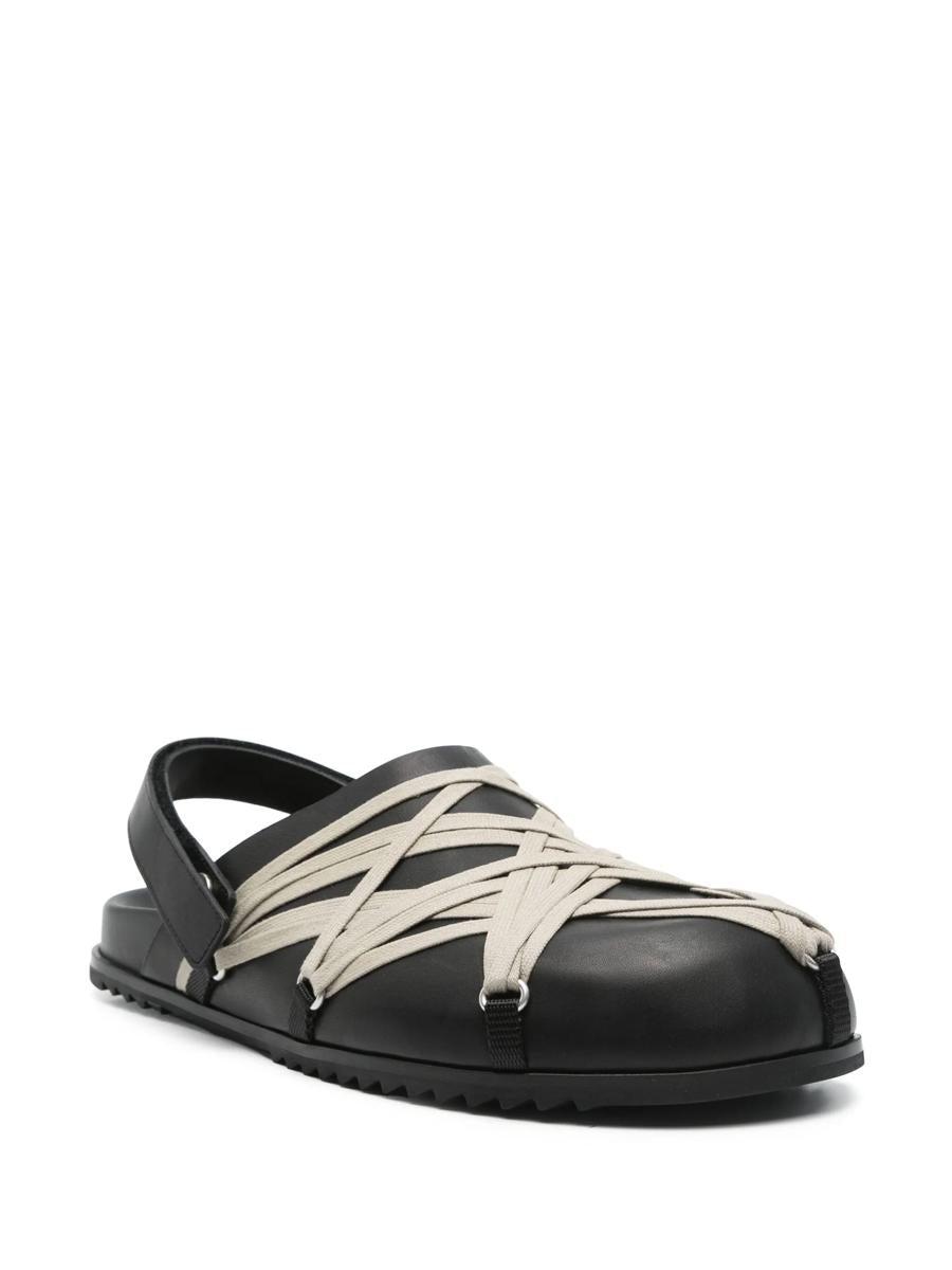 RICK OWENS Leather Loafers With Crisscross Detail In Black Product Image