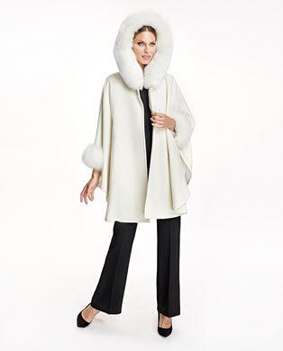 Alpaca Blend Cape With Fox Trim Product Image