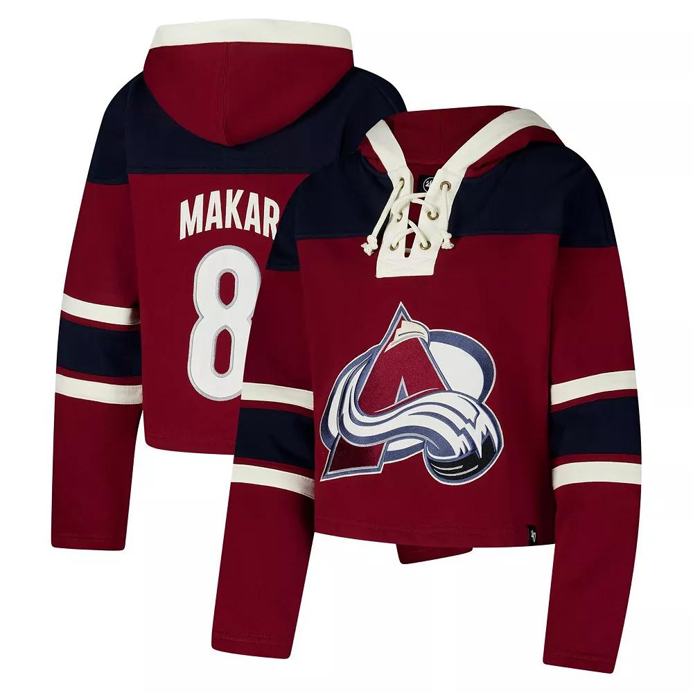 Womens 47 Cale Makar Burgundy Colorado Avalanche Superior Lacer Cropped Pullover Hoodie Product Image