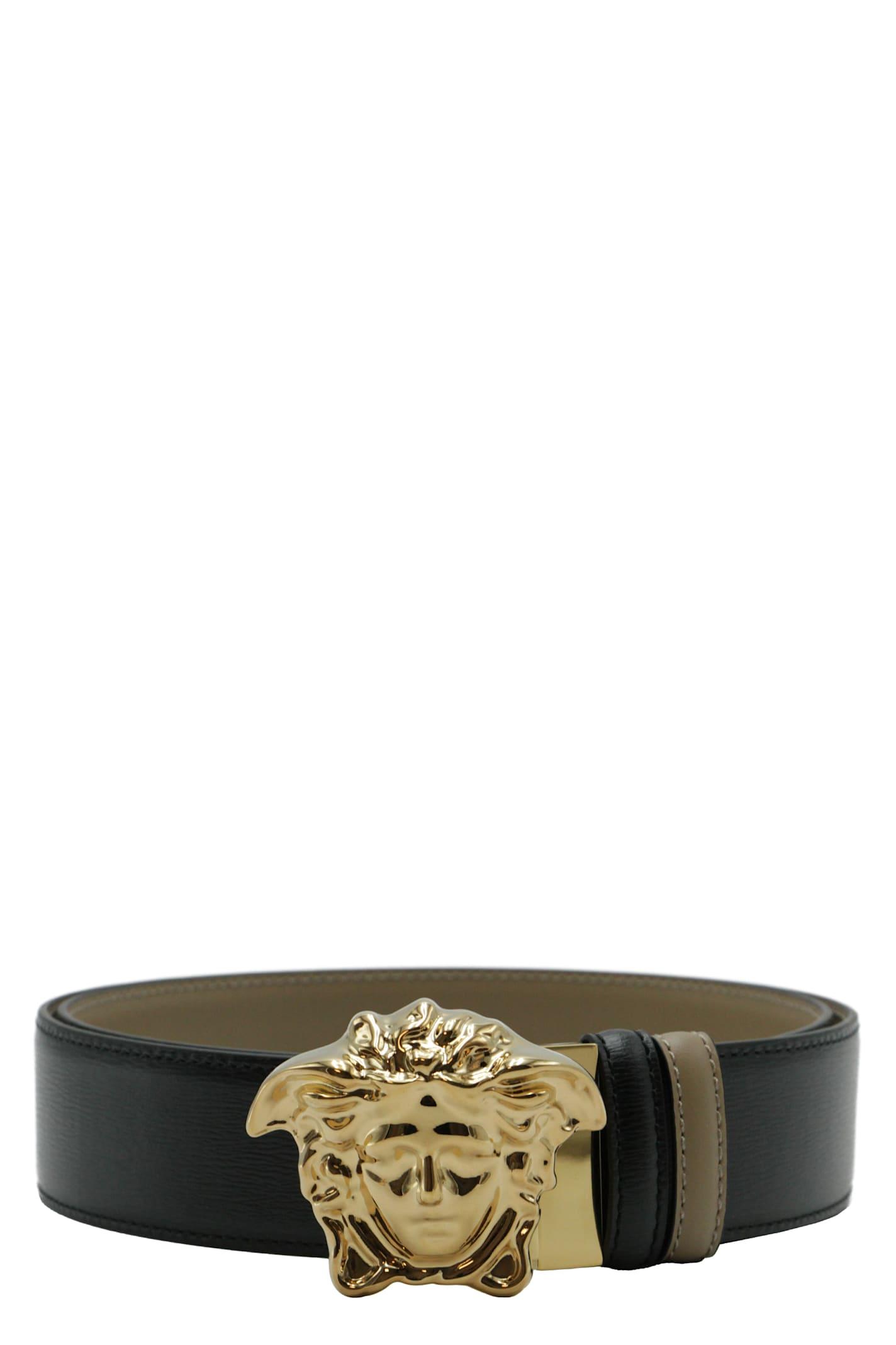 VERSACE La Medusa Leather Belt Man Belt Black Size 39.5 Calfskin Product Image