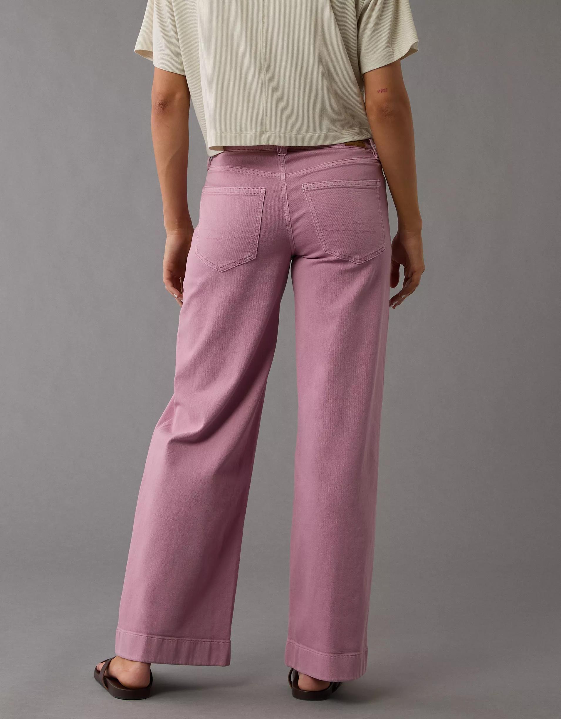 AE Dreamy Drape Stretch Low-Rise Baggy Wide-Leg Pant Product Image
