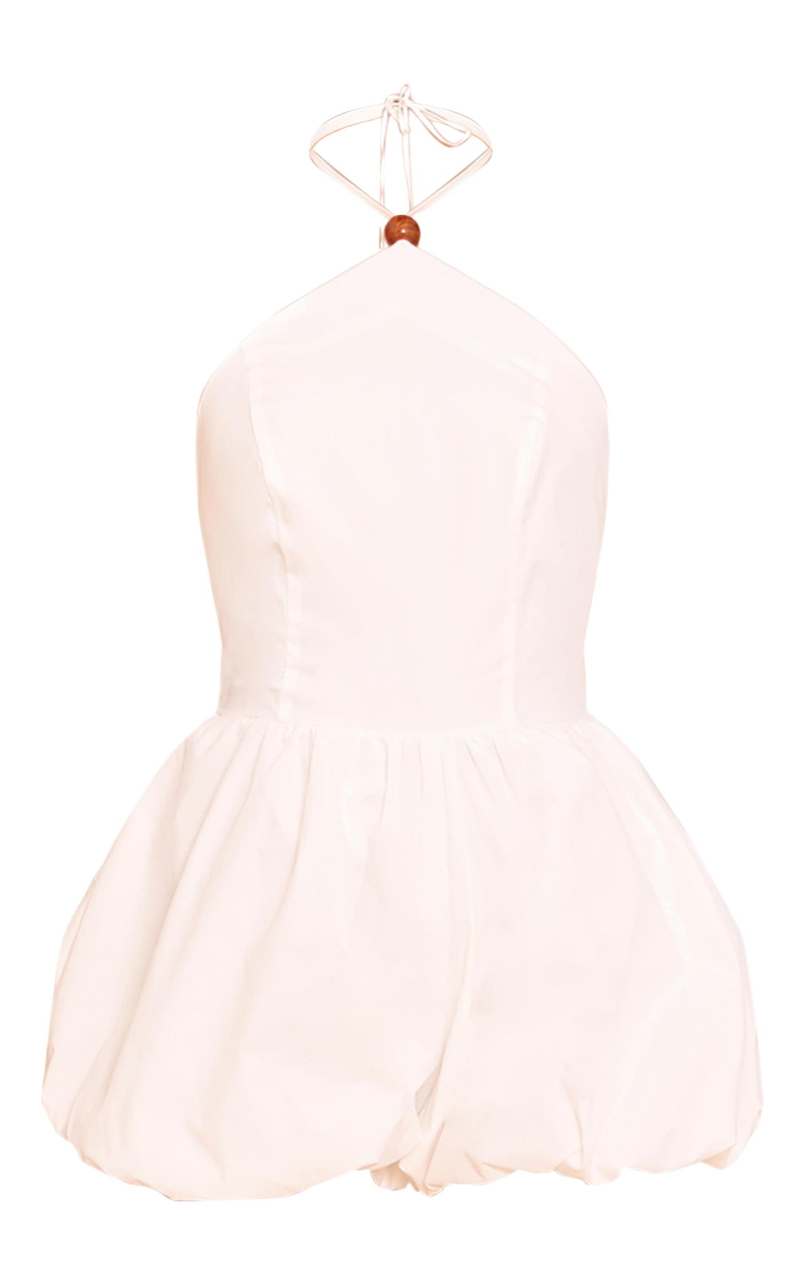 White Halterneck Puffball Romper Product Image