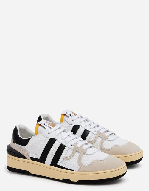 LANVIN Black And White Leather Clay Low Mesh Sneakers Product Image