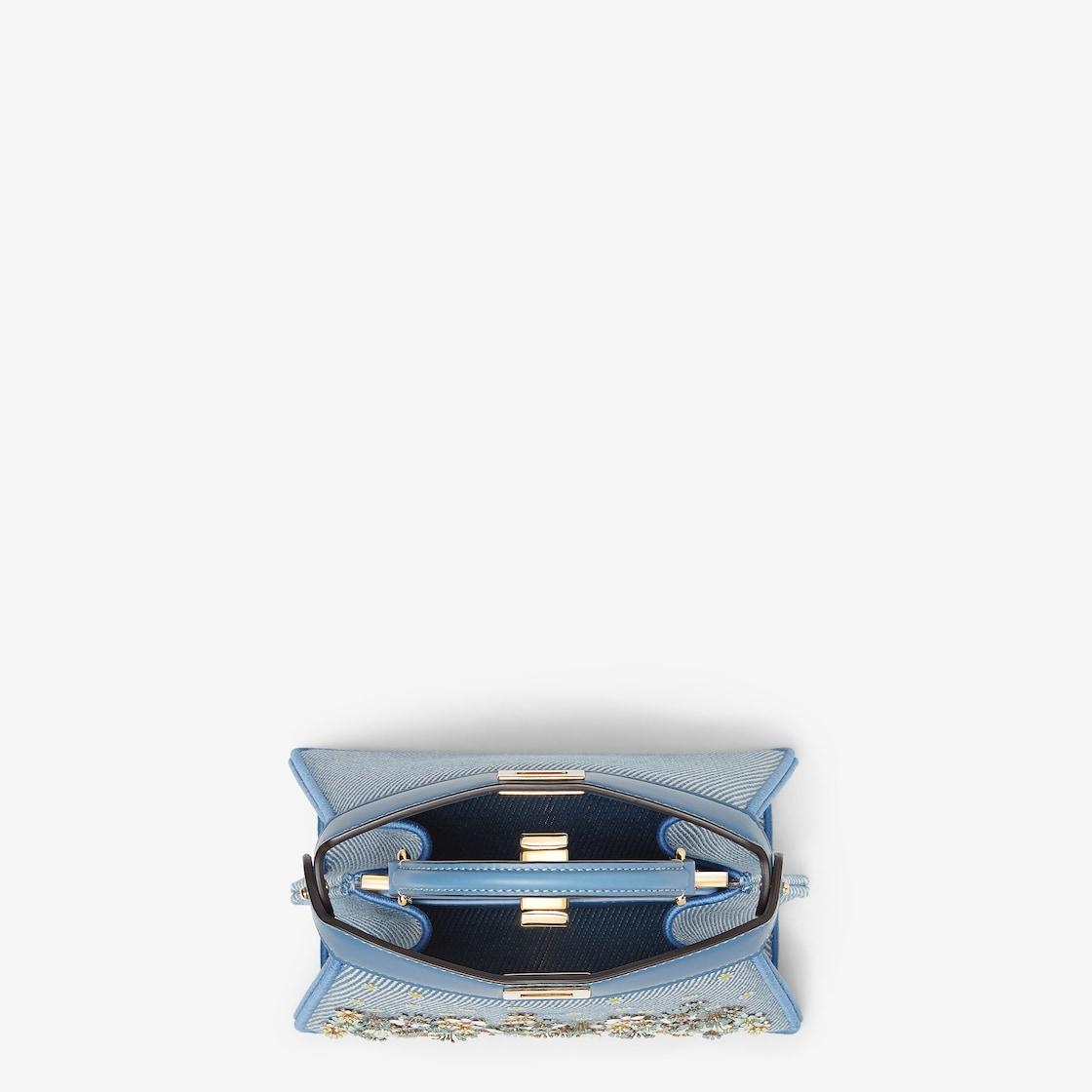 Peekaboo ISeeU PetiteFendi Flower Bouquet blue denim-effect jacquard bag Product Image