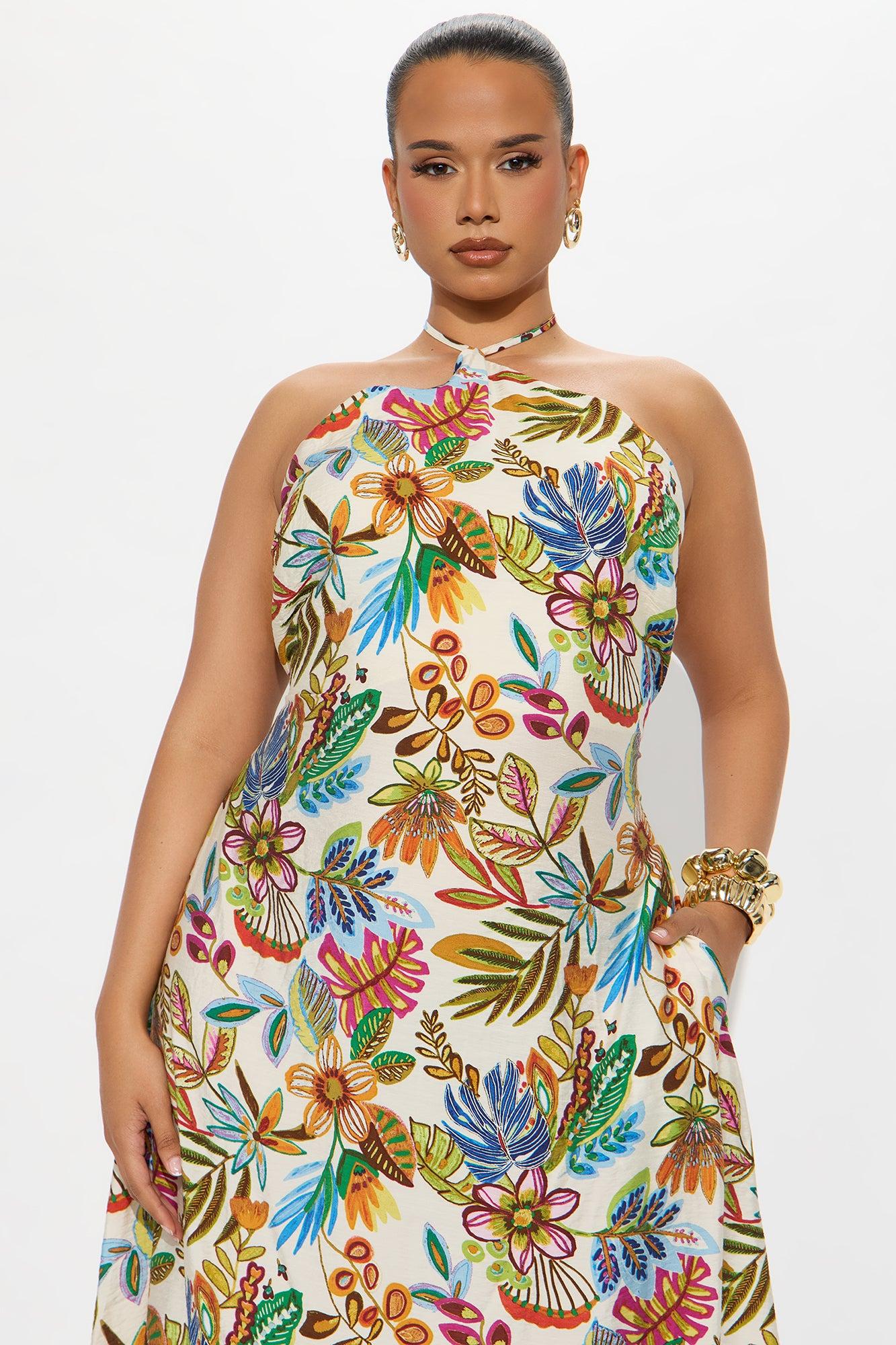 Sonya Backless Maxi Dress - Cream/combo Product Image