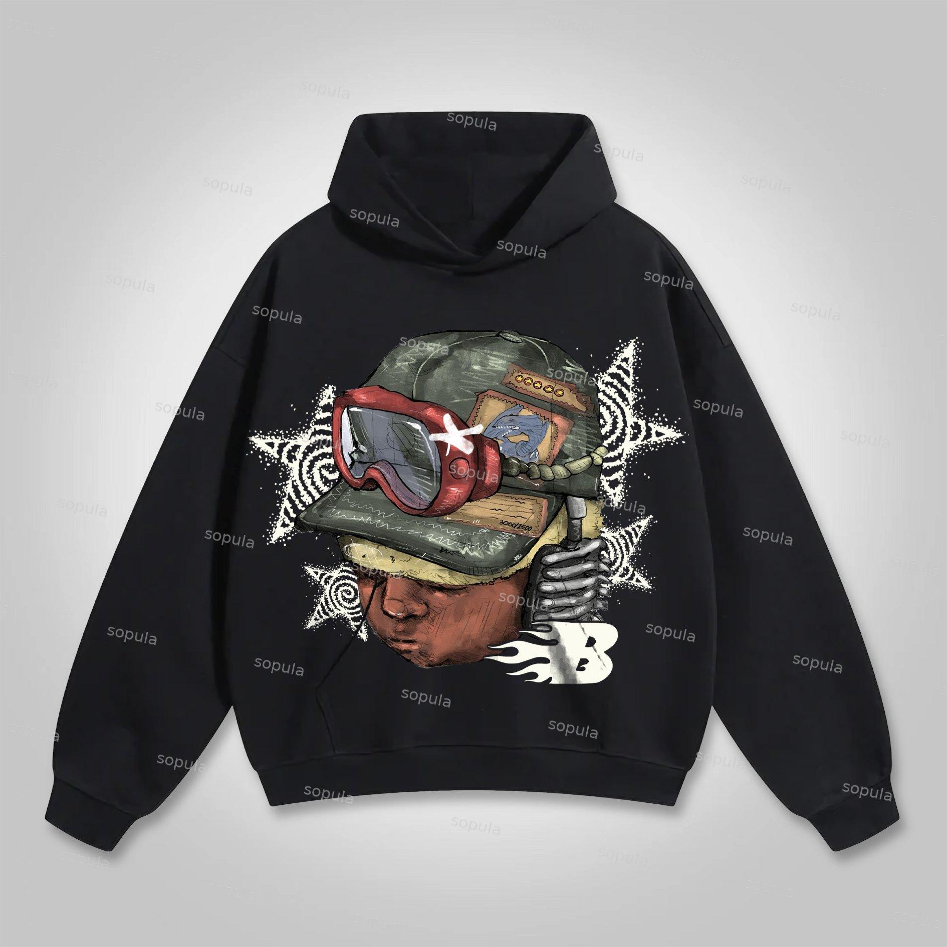 Sopula Vintage Loose Lip Fashion Graphic Hoodie Product Image