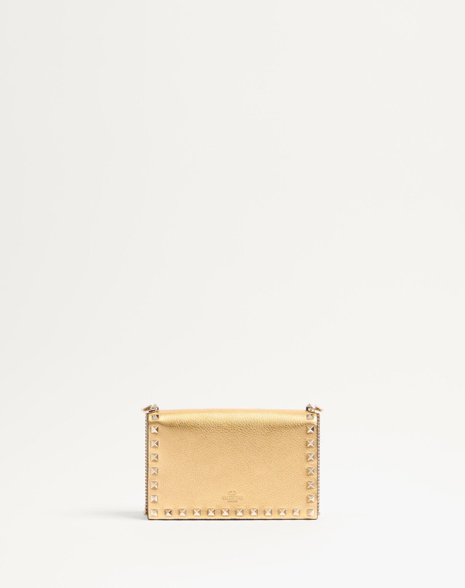 Rockstud Mini Calfskin Bag With Chain In Laminated Grainy Calfskin Product Image