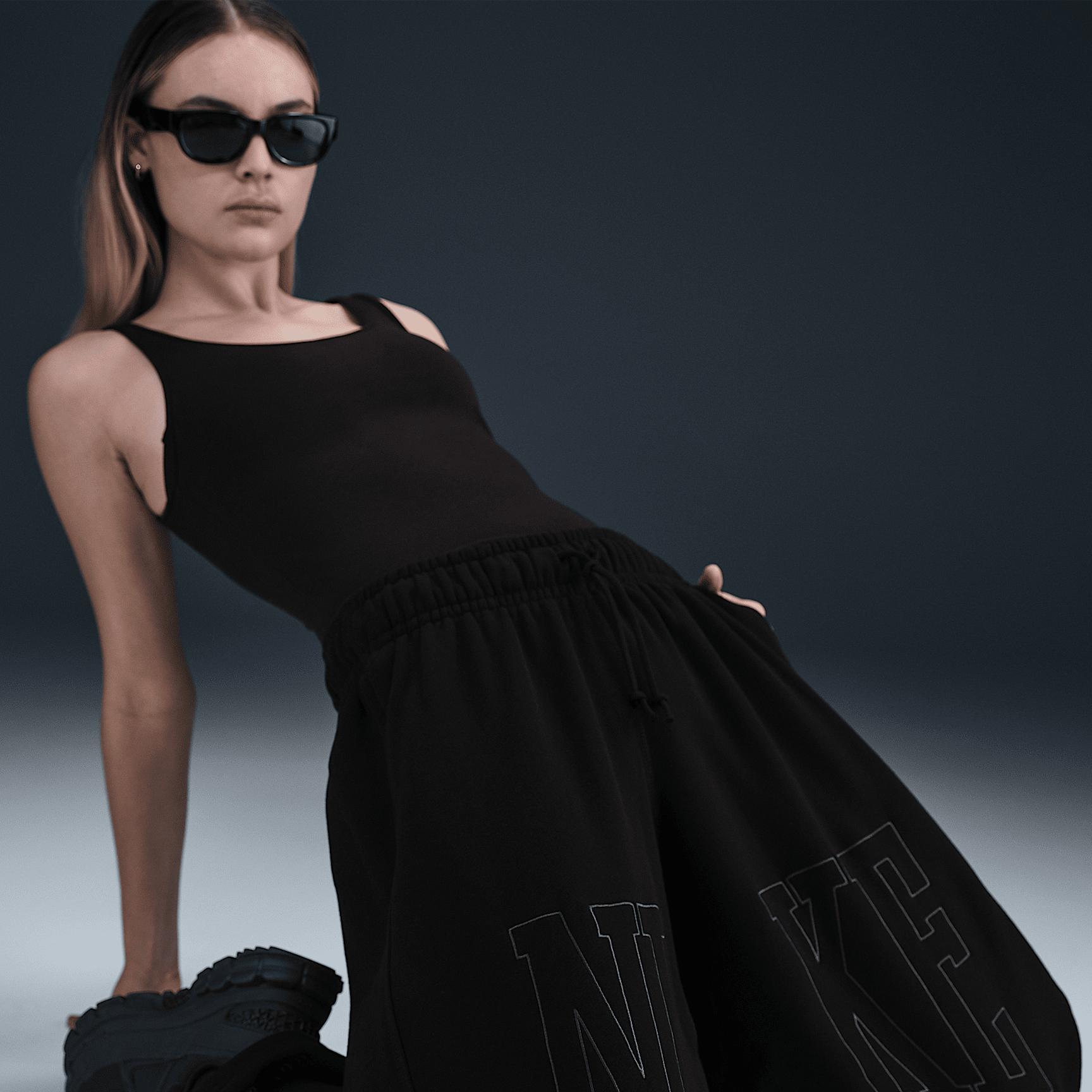 Womens Nike Sportswear Mid-Rise Oversized Open-Hem French Terry Pants | HQ5883-010 Product Image