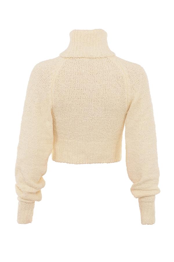 Nyala  cream soft boucle knit cropped sweater - sale Product Image