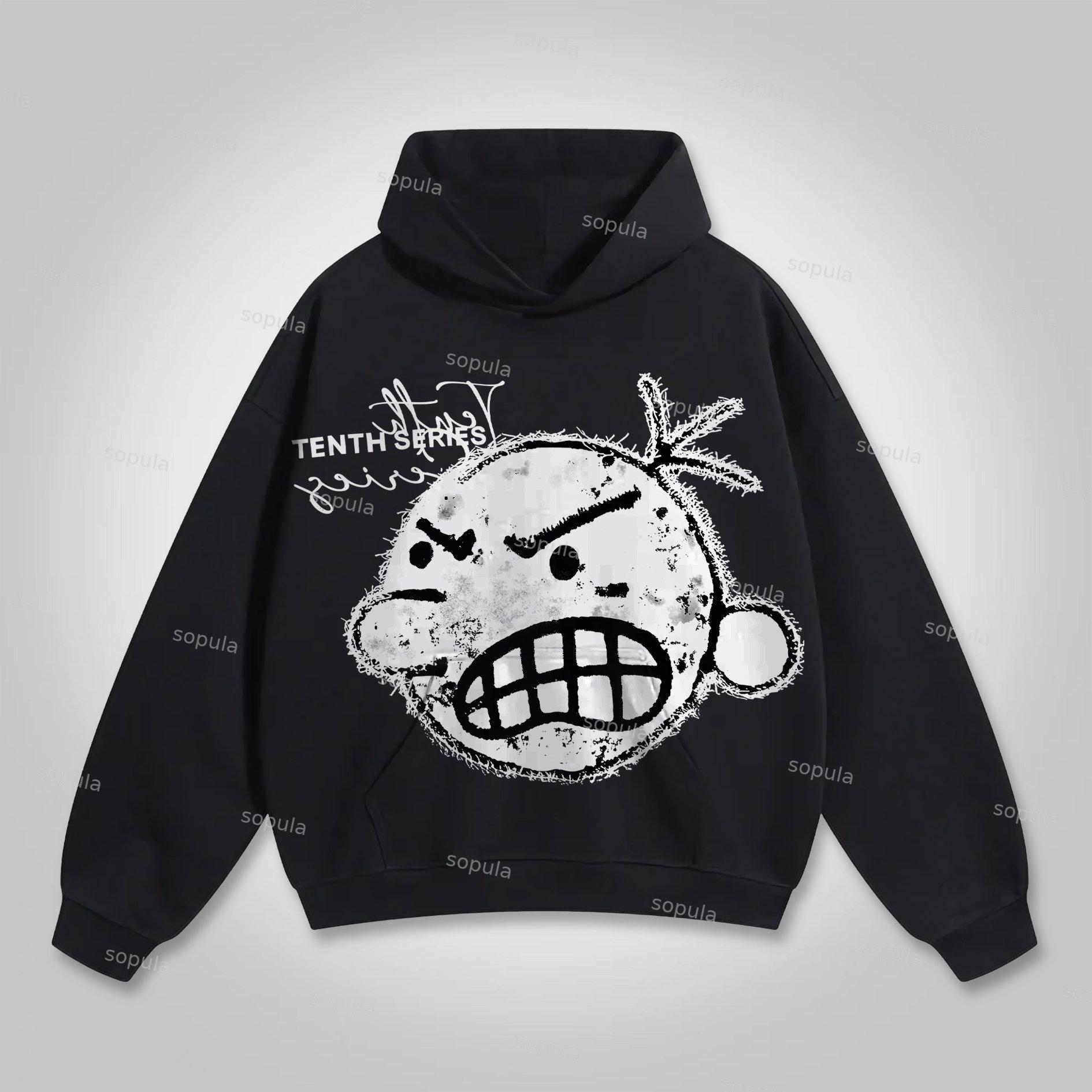 Sopula Retro Street Tenth Series Graphic Pullover Hoodie Product Image