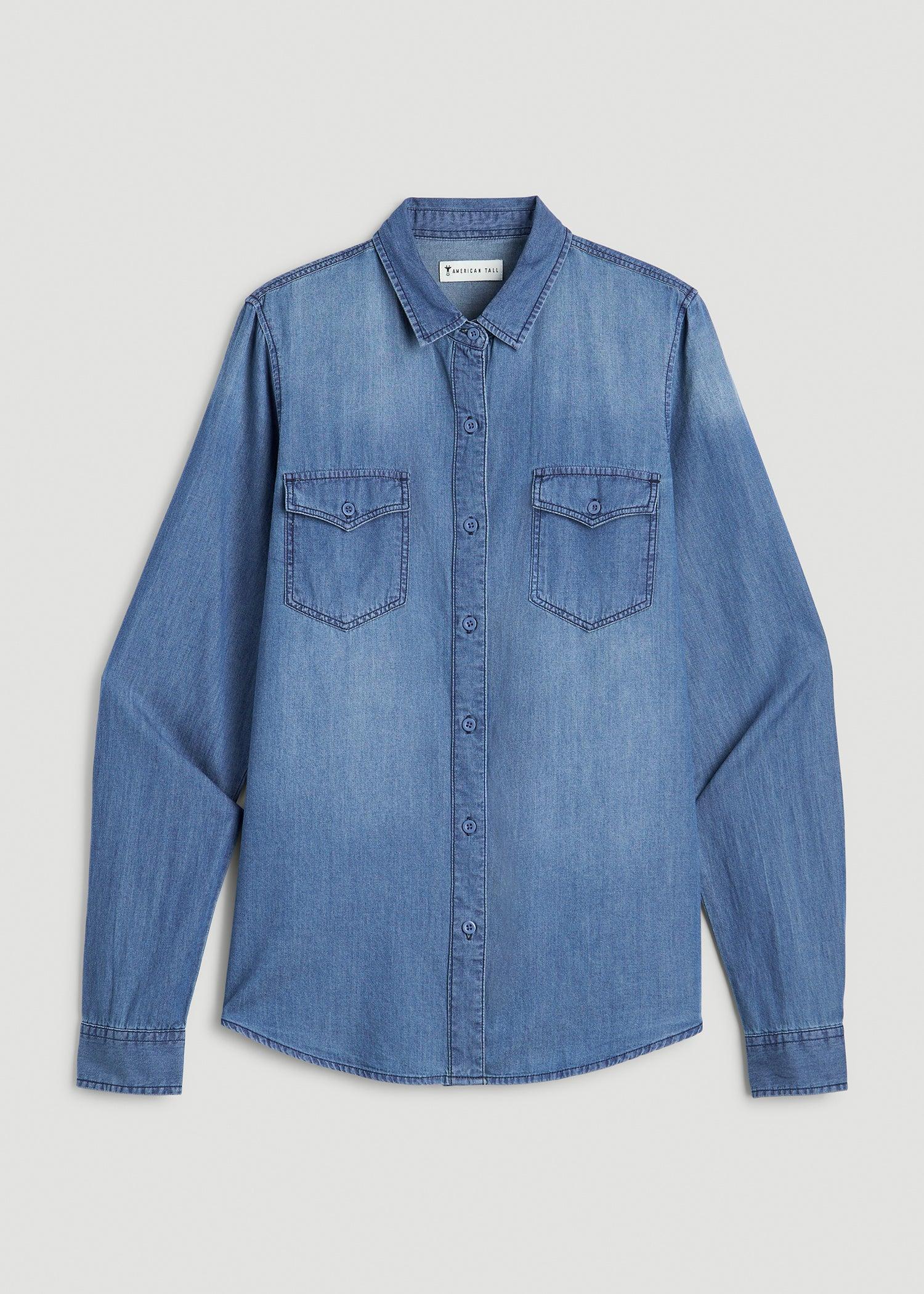 Denim Shirt for Tall Women in Faded Blue Female Product Image
