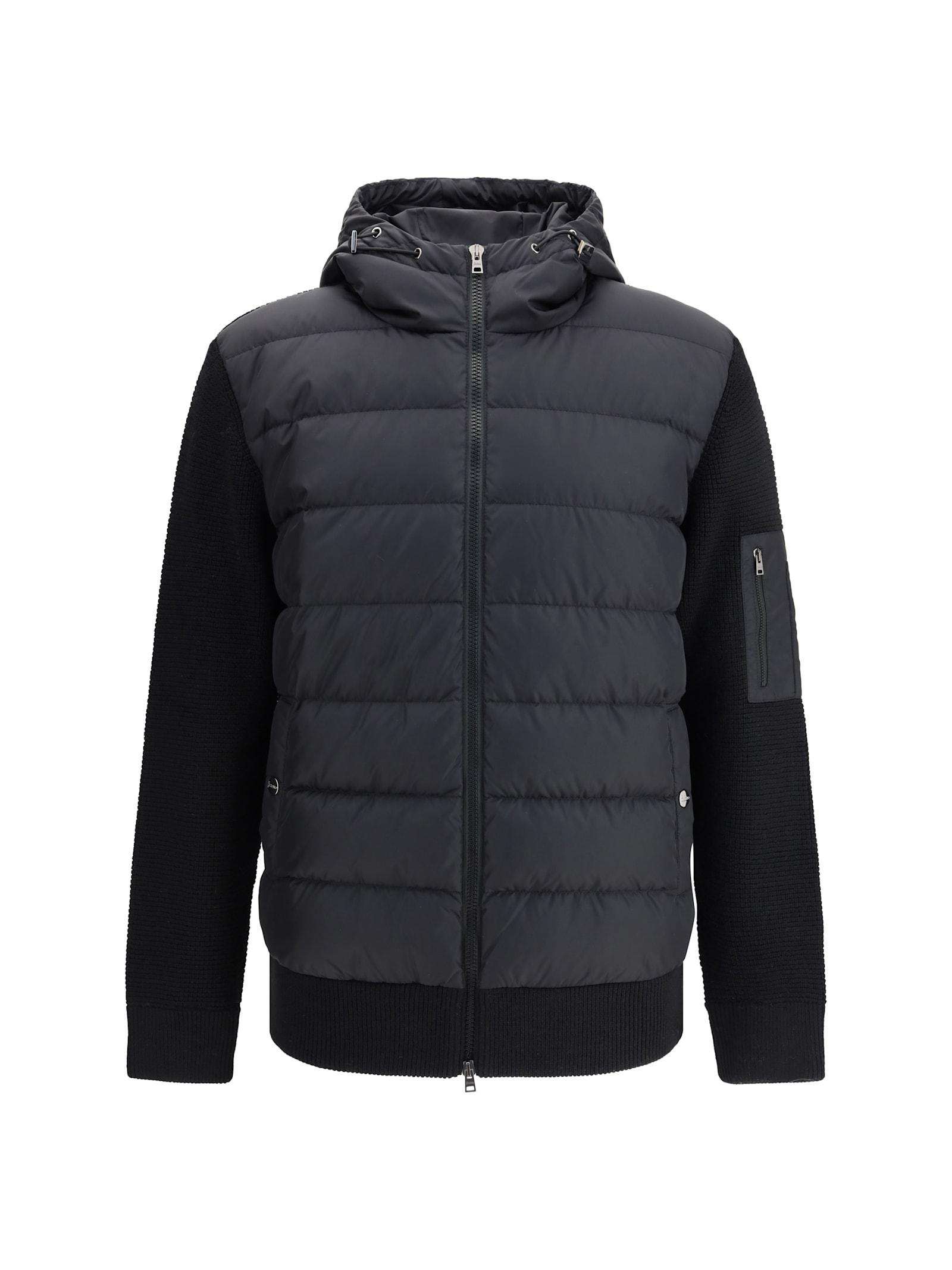HERNO Padded Bomber Jacket With Wool Sleeves Clothing In Black Product Image