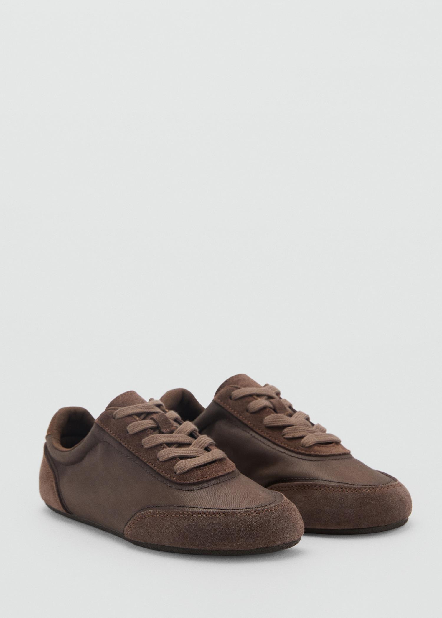 Lace-up suede sneakers - Women | MANGO USA Product Image