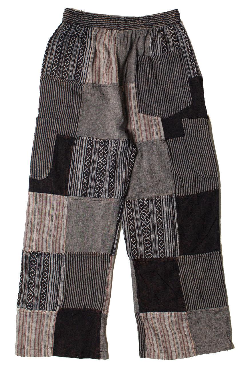 Black Patchwork Pants Product Image