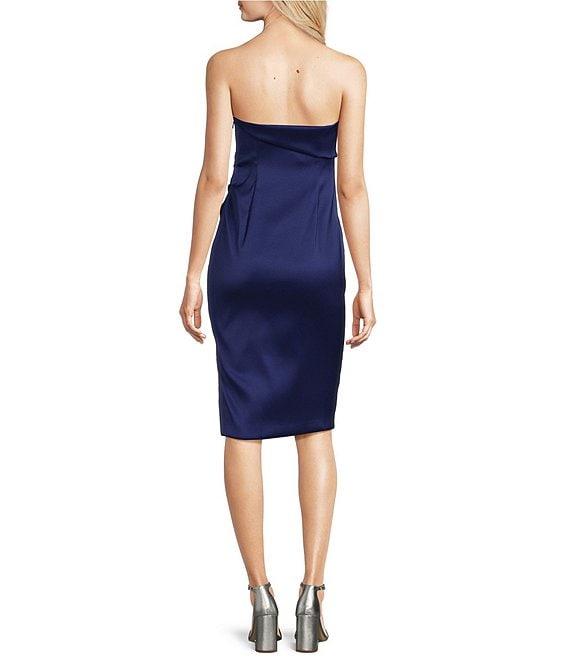 Donna Karan Asymmetrical Strapless Neck Sheath Dress Product Image