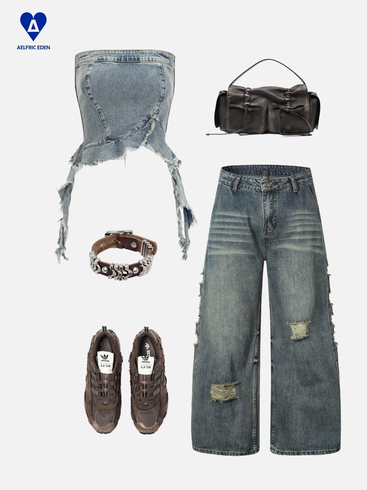 Aelfric Eden Fringe Hem Denim Bandeau Top Female Product Image