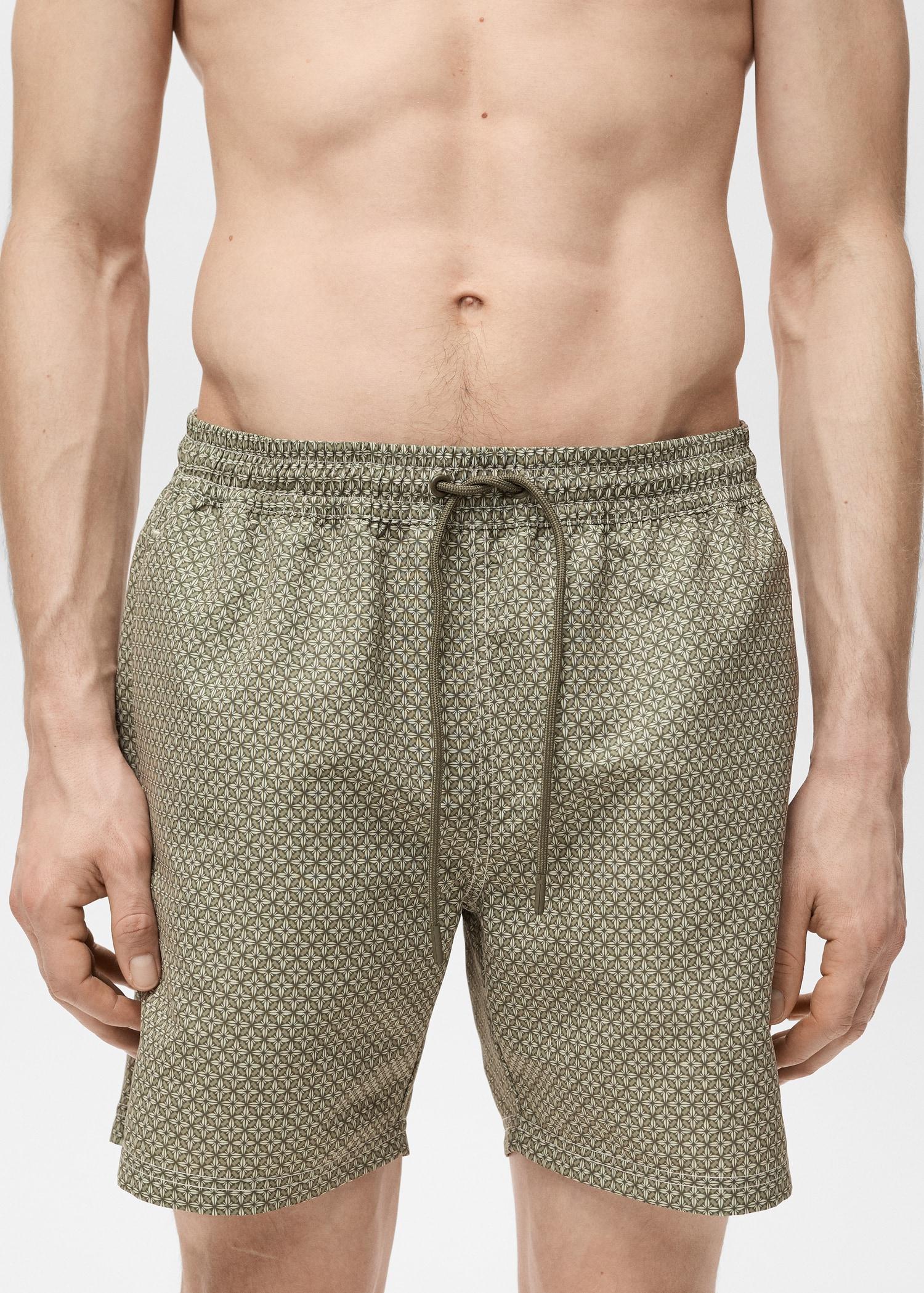 Geometric-print swimsuit - Men | MANGO USA Product Image