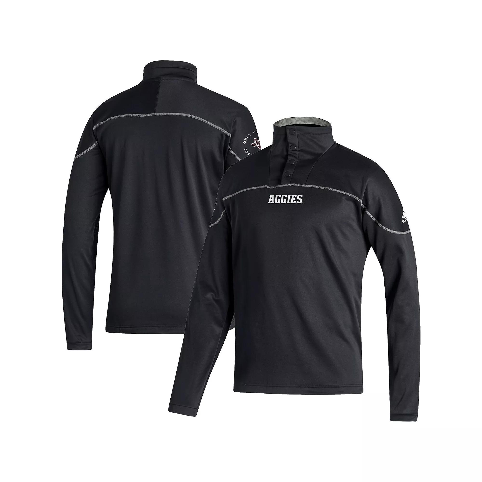 Men's adidas Black Texas A&M Aggies Knit Quarter-Snap Jacket,  Product Image