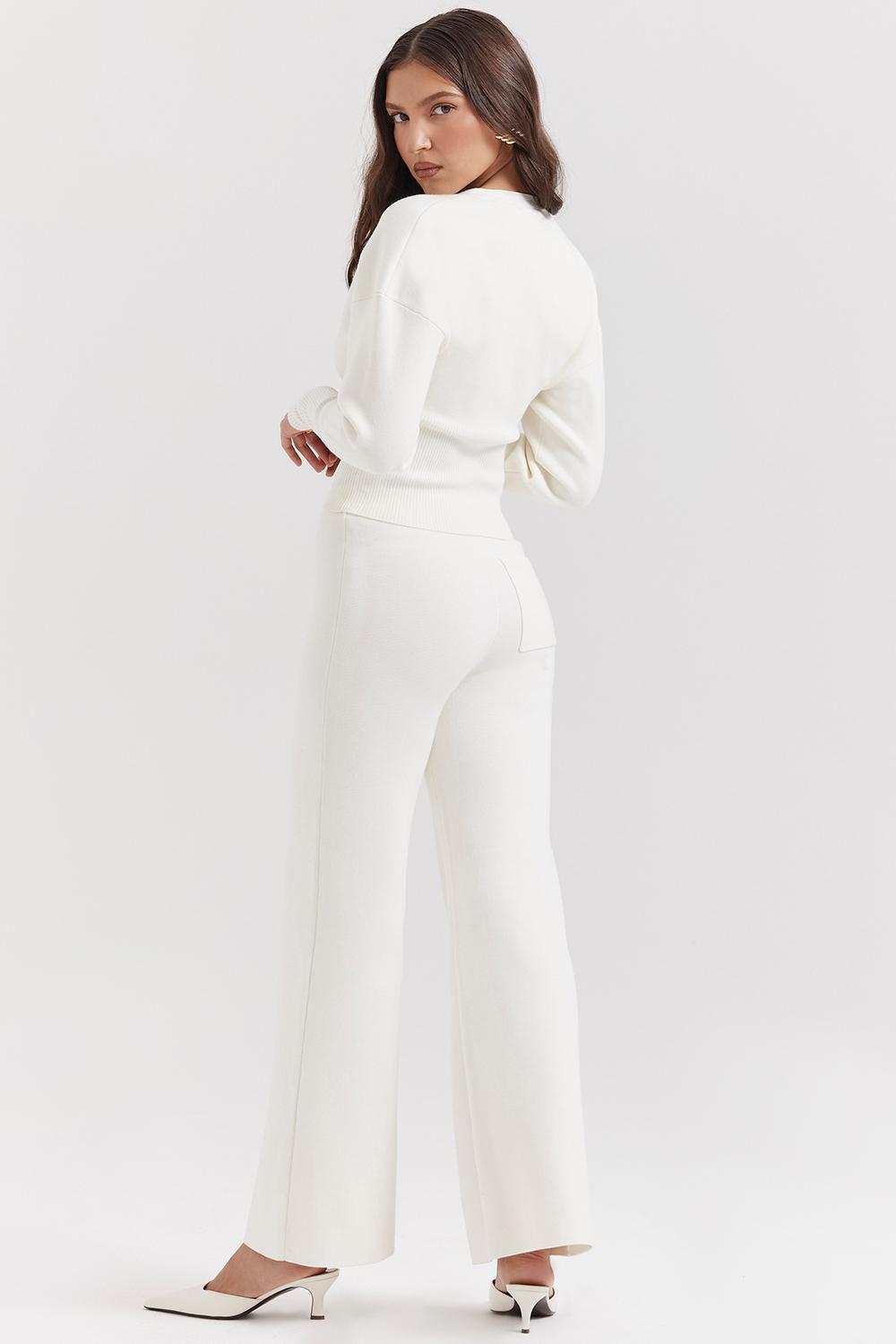 Vanna  off white cotton knitted trousers - sale Product Image