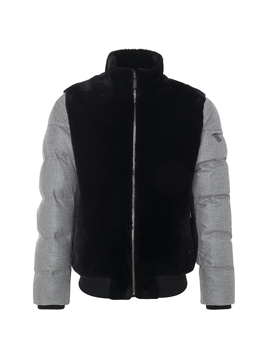 Womens Merino Shearling Lamb Bomber Jacket with Wool Product Image