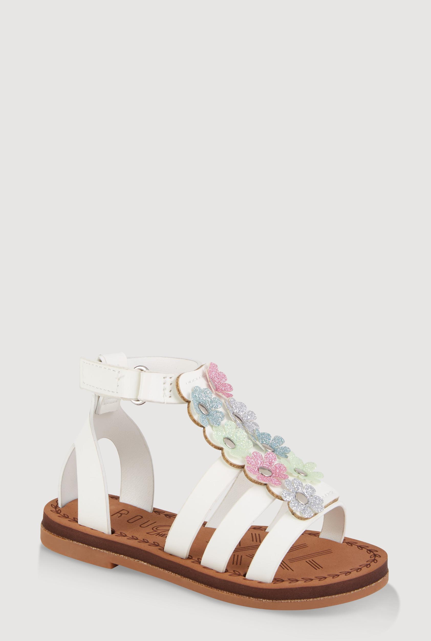 Womens Toddler Girls Glitter Floral Gladiator Sandals Product Image