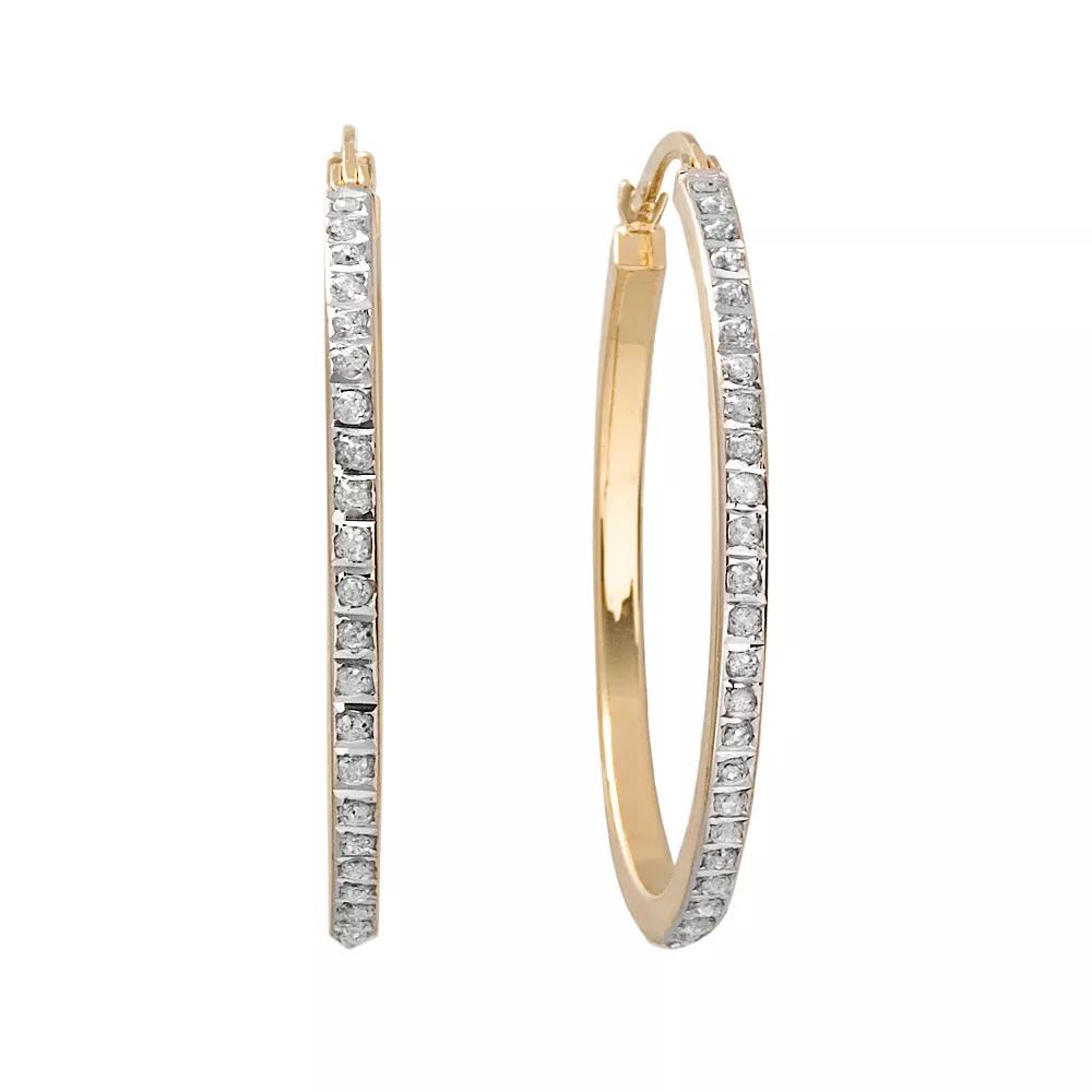 Diamond Mystique 18k Gold Over Silver Hoop Earrings, Women's, Yellow Product Image