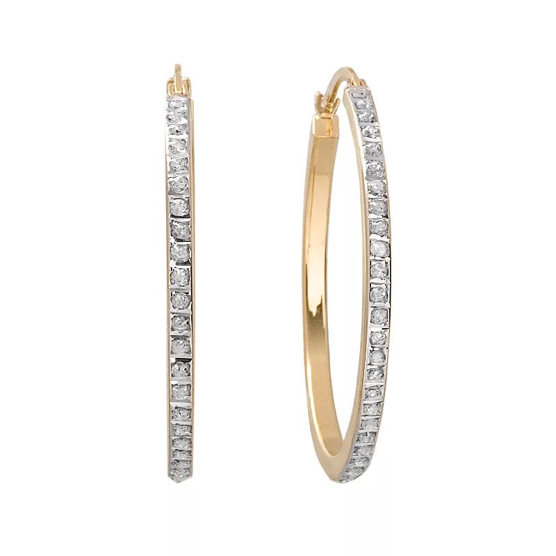 Diamond Mystique 18k Gold Over Silver Hoop Earrings, Women's, Yellow Product Image