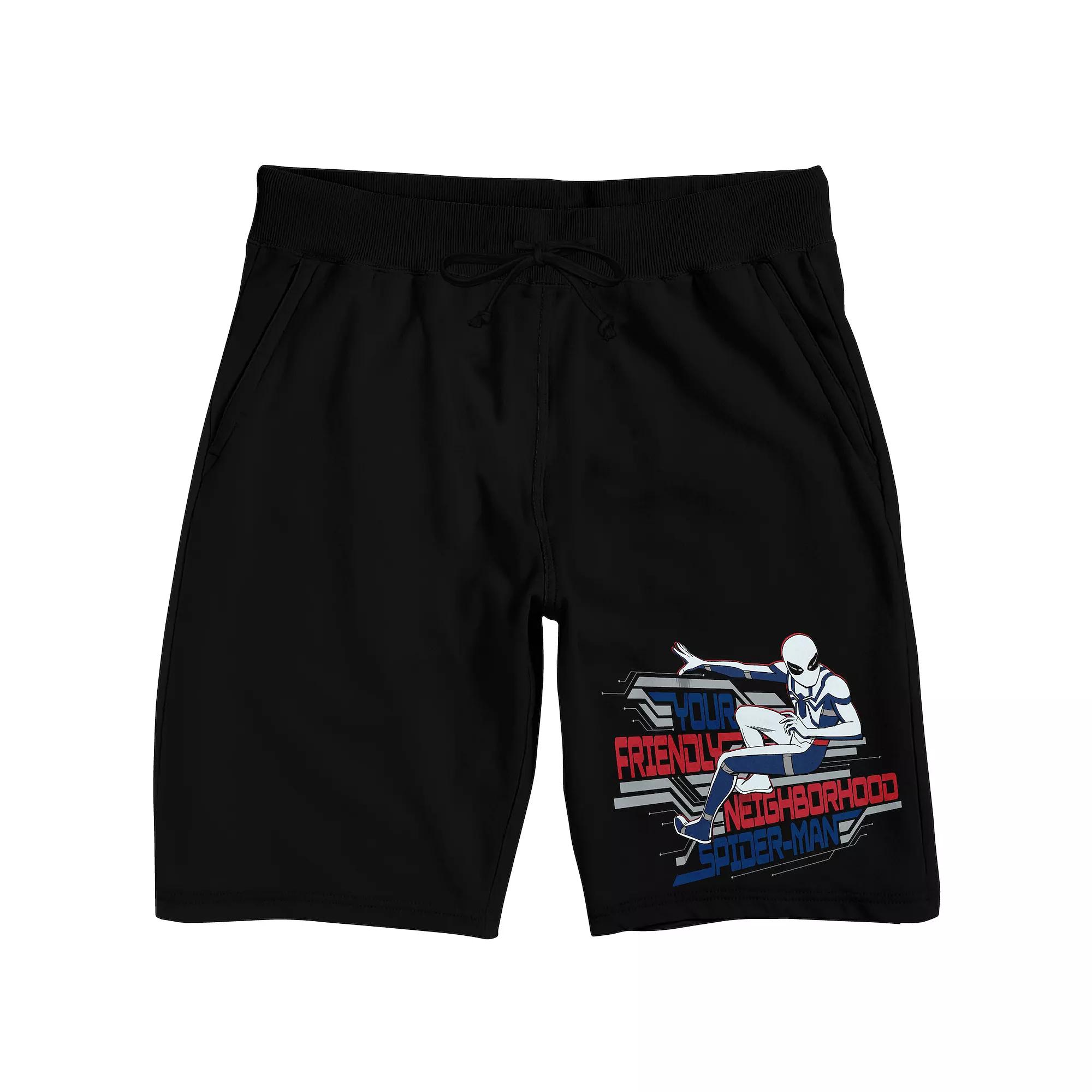 Men's Original & Unrestored Friendly Marvel Spider-Man Pajama Shorts, Size: XXL, Black Product Image