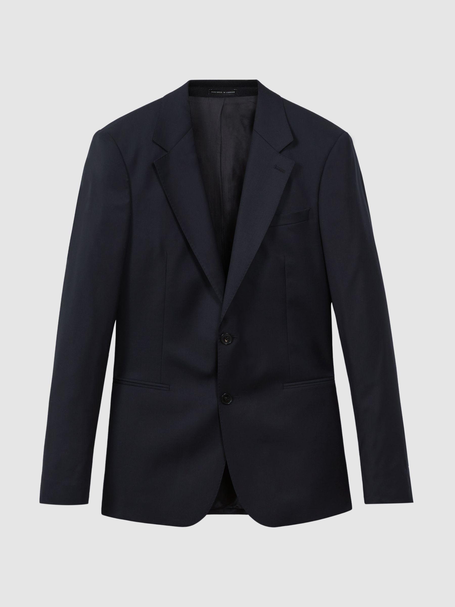 Atelier Wool Cashmere Slim Fit Single Breasted Blazer in Midnight Navy Product Image