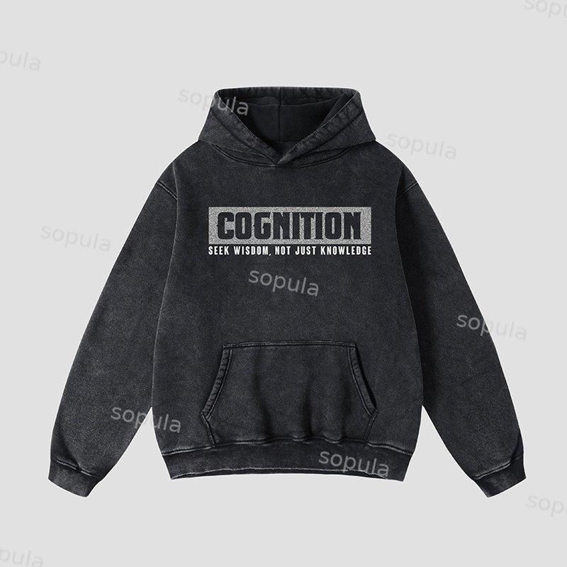 Sopula Cognitive Eye Break Vintage Graphics Washed Distressed Hoodie Product Image