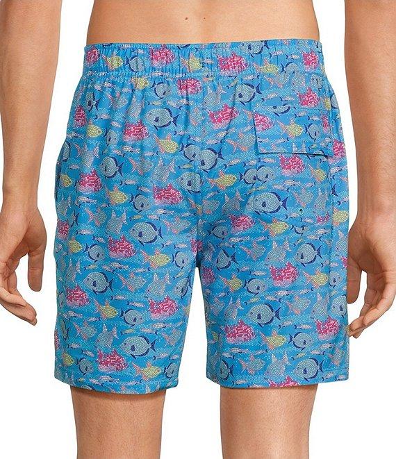 Caribbean Mosaic Fish 6#double; Inseam Swim Trunks Product Image