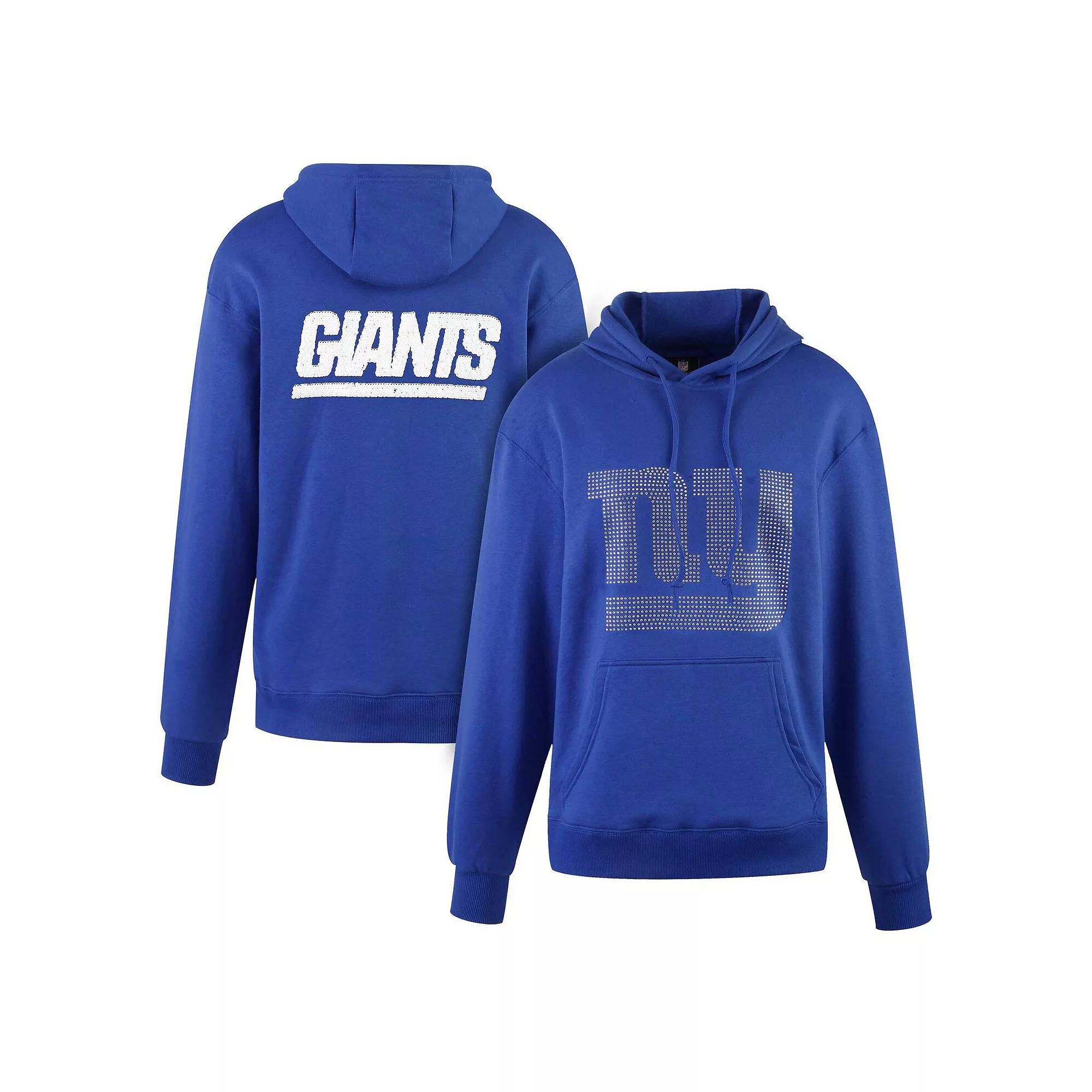 Women's Cuce Royal New York Giants Rhinestone Logo Wordmark Pullover Hoodie, Size: XL, Blue Product Image