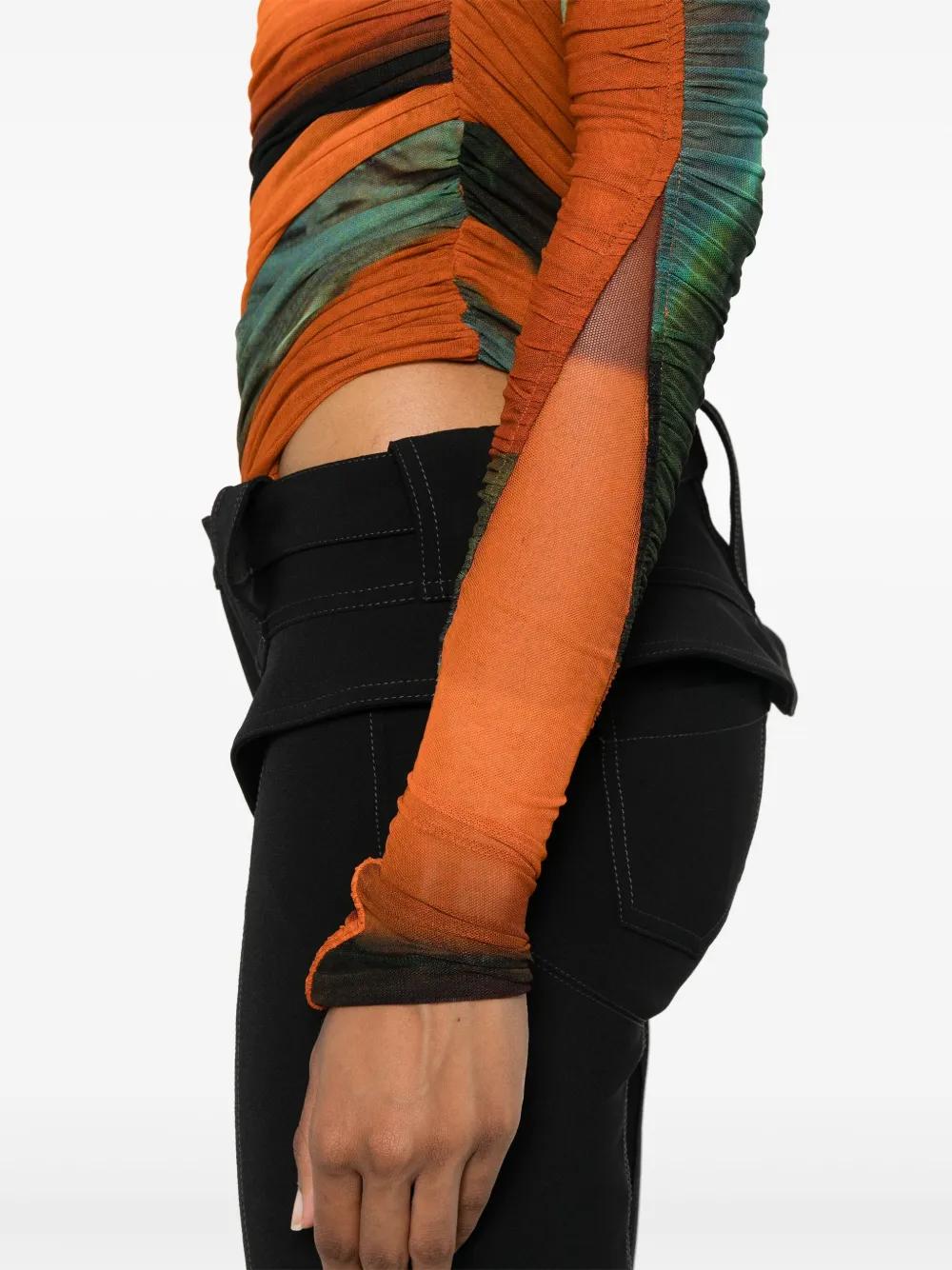 Archive-print mesh bodysuit  Product Image